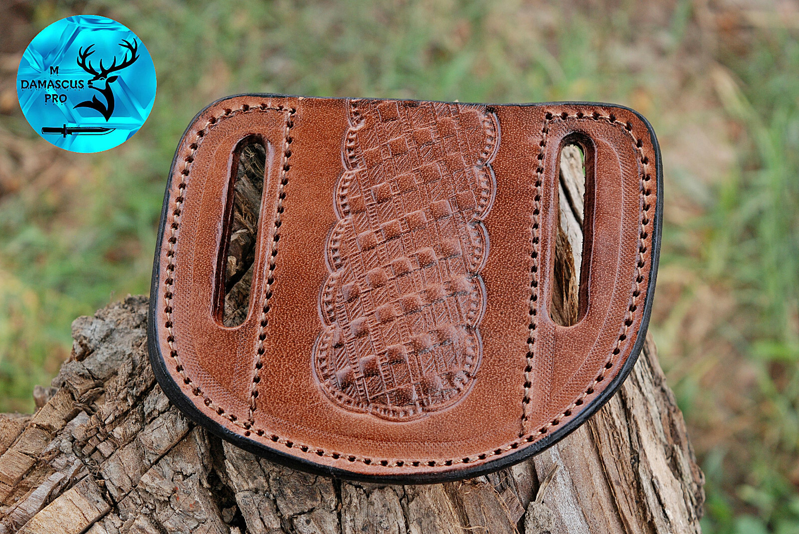 EDC CUSTOM HANDMADE ENGRAVED PANCAKE LEATHER SHEATH FOLDING BLADE KNIFE 1308