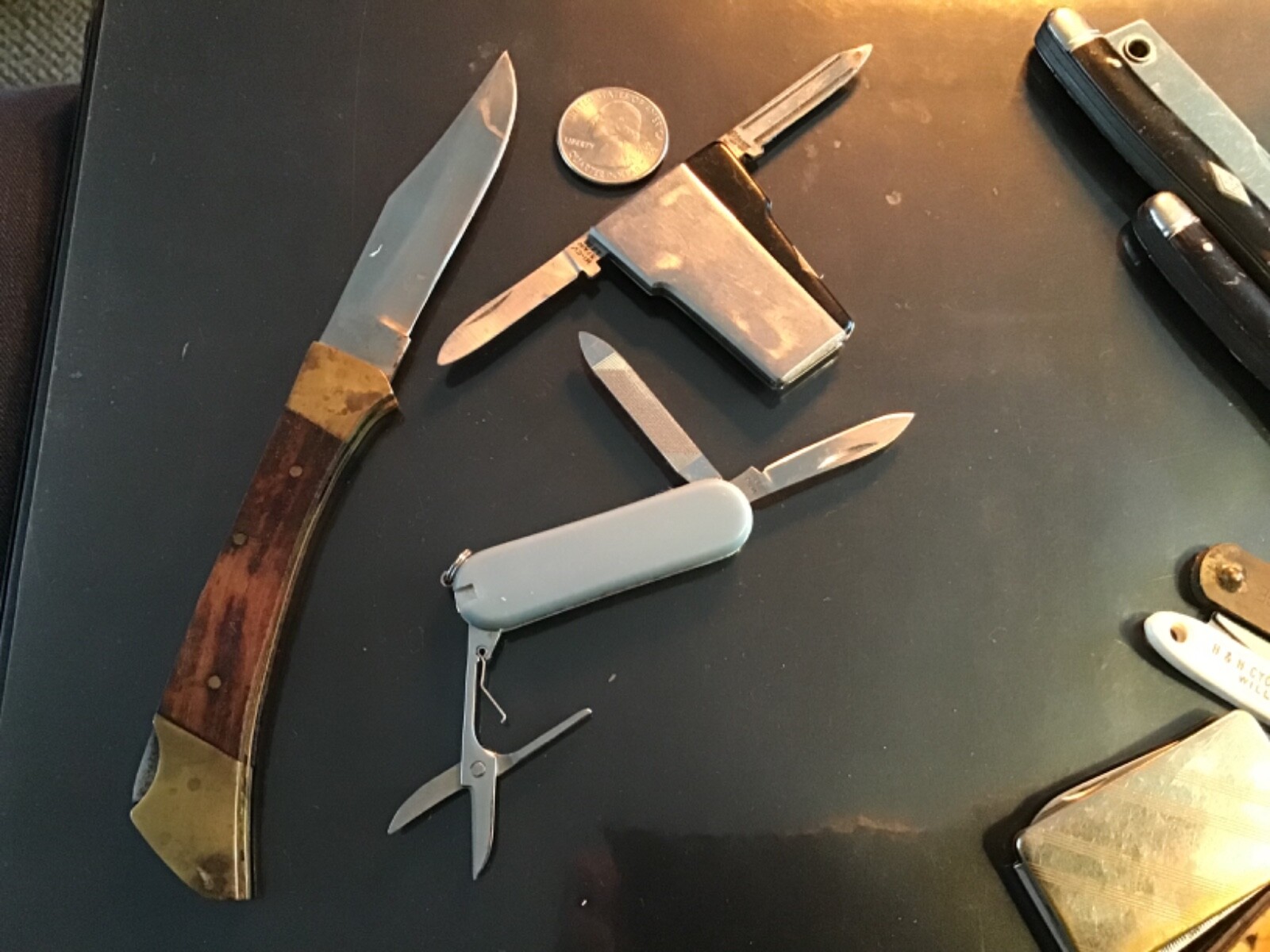 3 Vintage HI-CV Verros money clip pocket knife+Bonus~Pakistani Lock-back+Knives