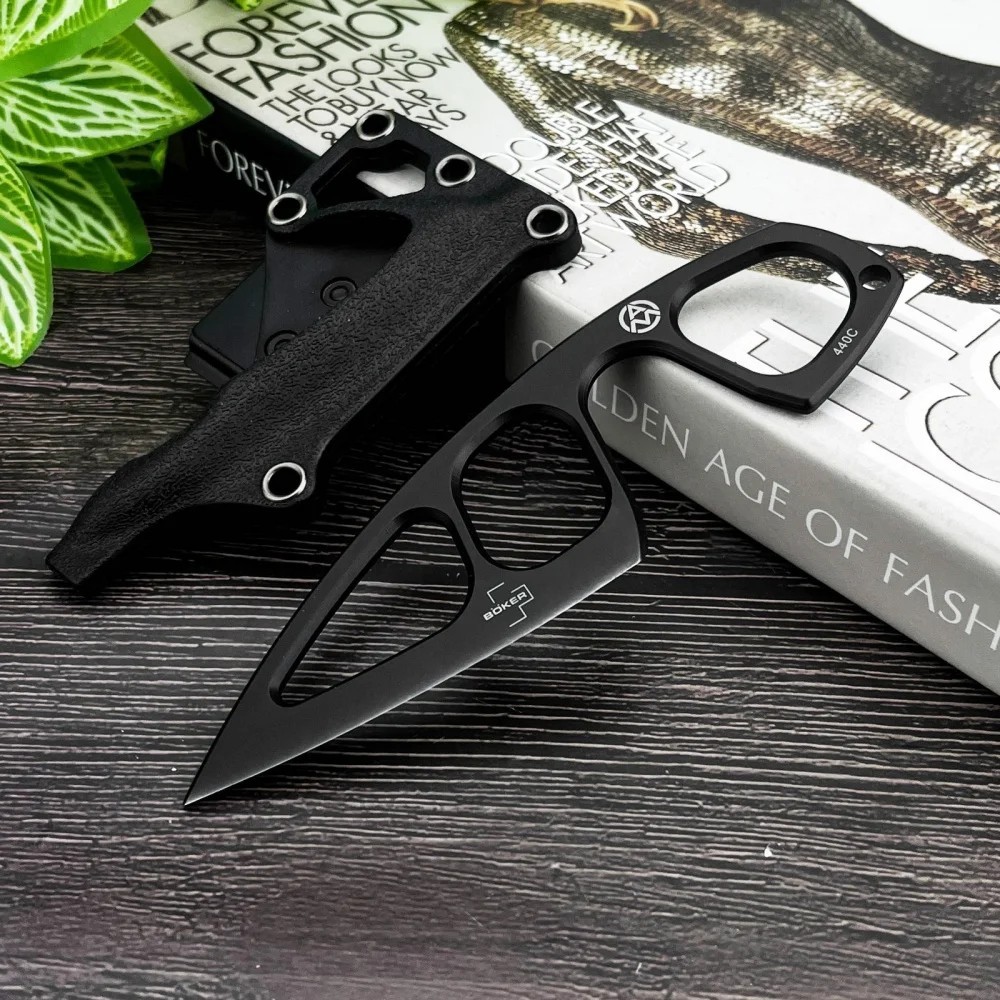 440C Steel Tactical Fixed Blade Knife EDC Pocket Knife + Sheath