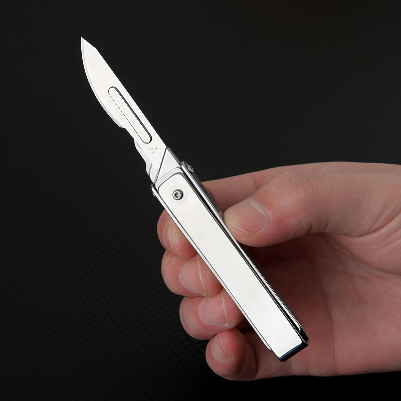 Stainless Steel Folding Blade Knife Keychain Knife with 10 Replacement Blades
