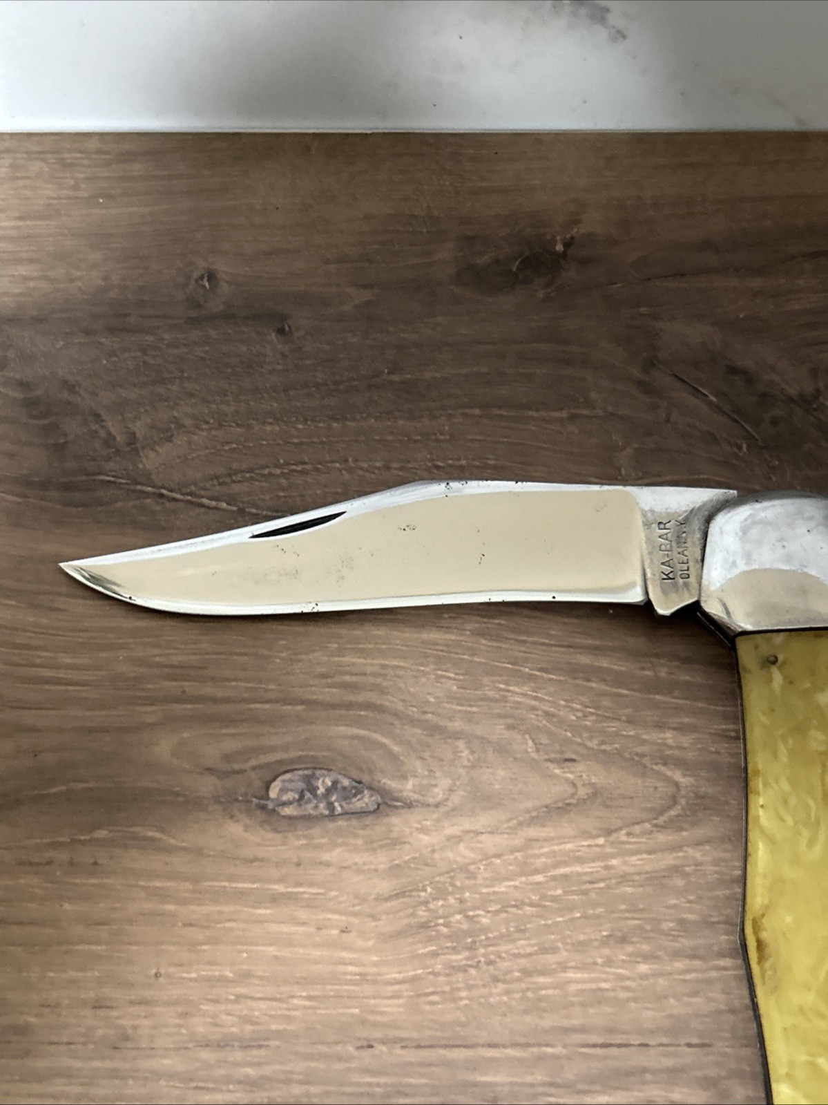 Vintage KaBar/Union Cutlery Co. Lg. Coke Bottle Yellow Celluloid Handle Mint