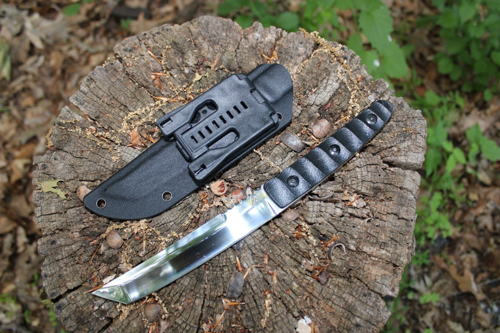 Fixed Tanto D2 Steel Blade Japanese Style Knife G10 Handle & Kydex Sheath EDC