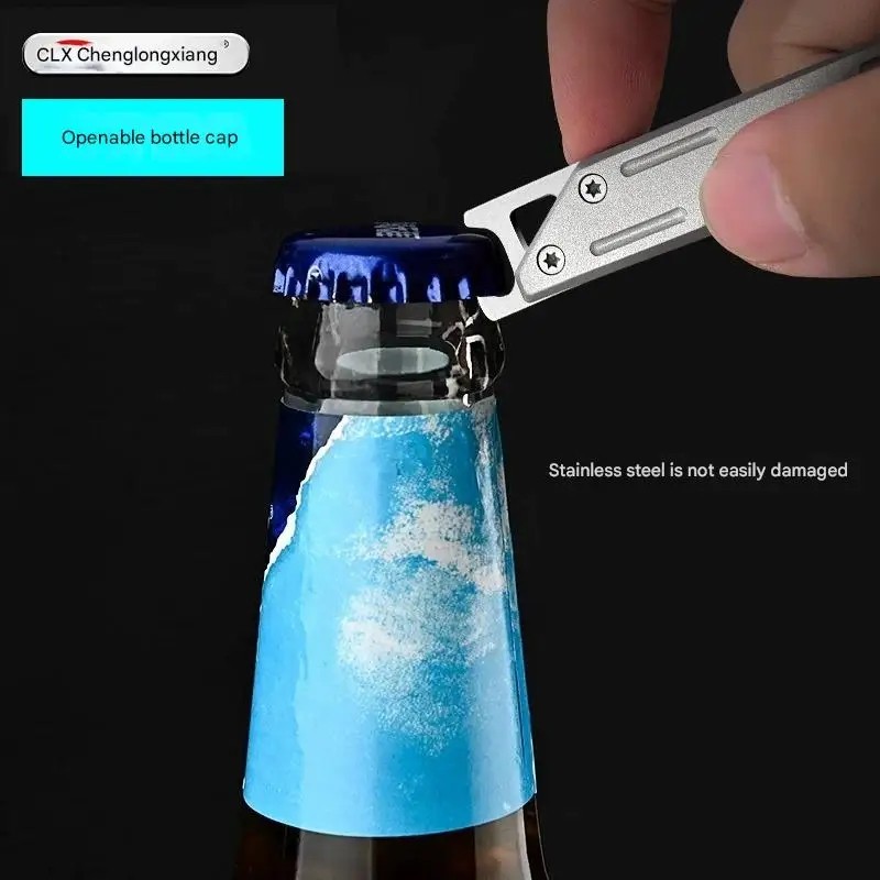 Mini EDC Folding Knife with 10 Blades Stainless Steel Pocket Knife Bottle Opener