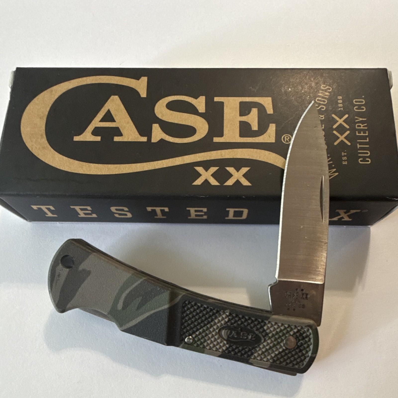 Case XX Caliber LT1225L Lockback Pocketknife SS Clip Point Plain Green/Black