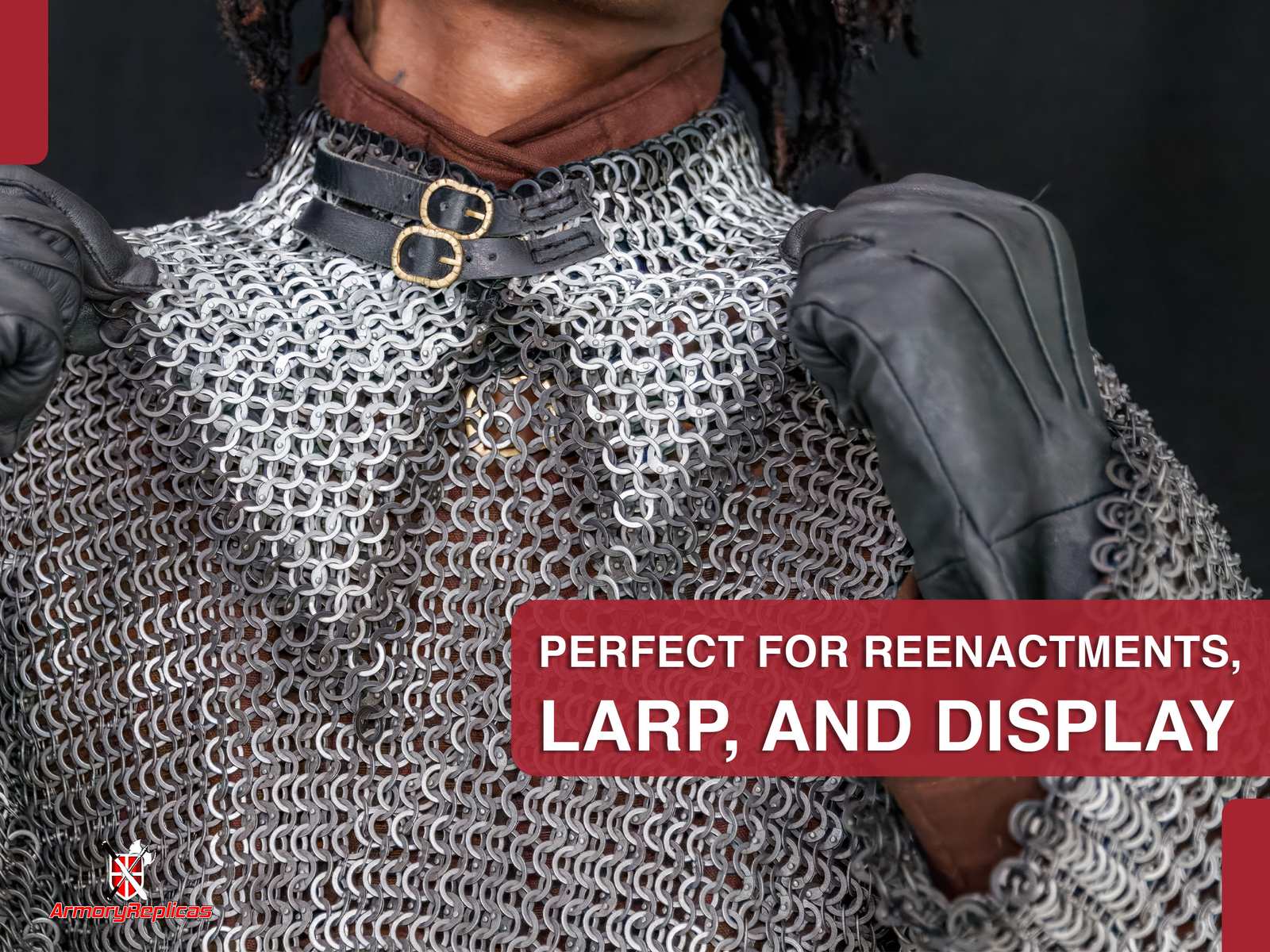 Stainless Steel Aventail Chainmail Collar 9 mm Riveted Medieval Armor LARP SCA