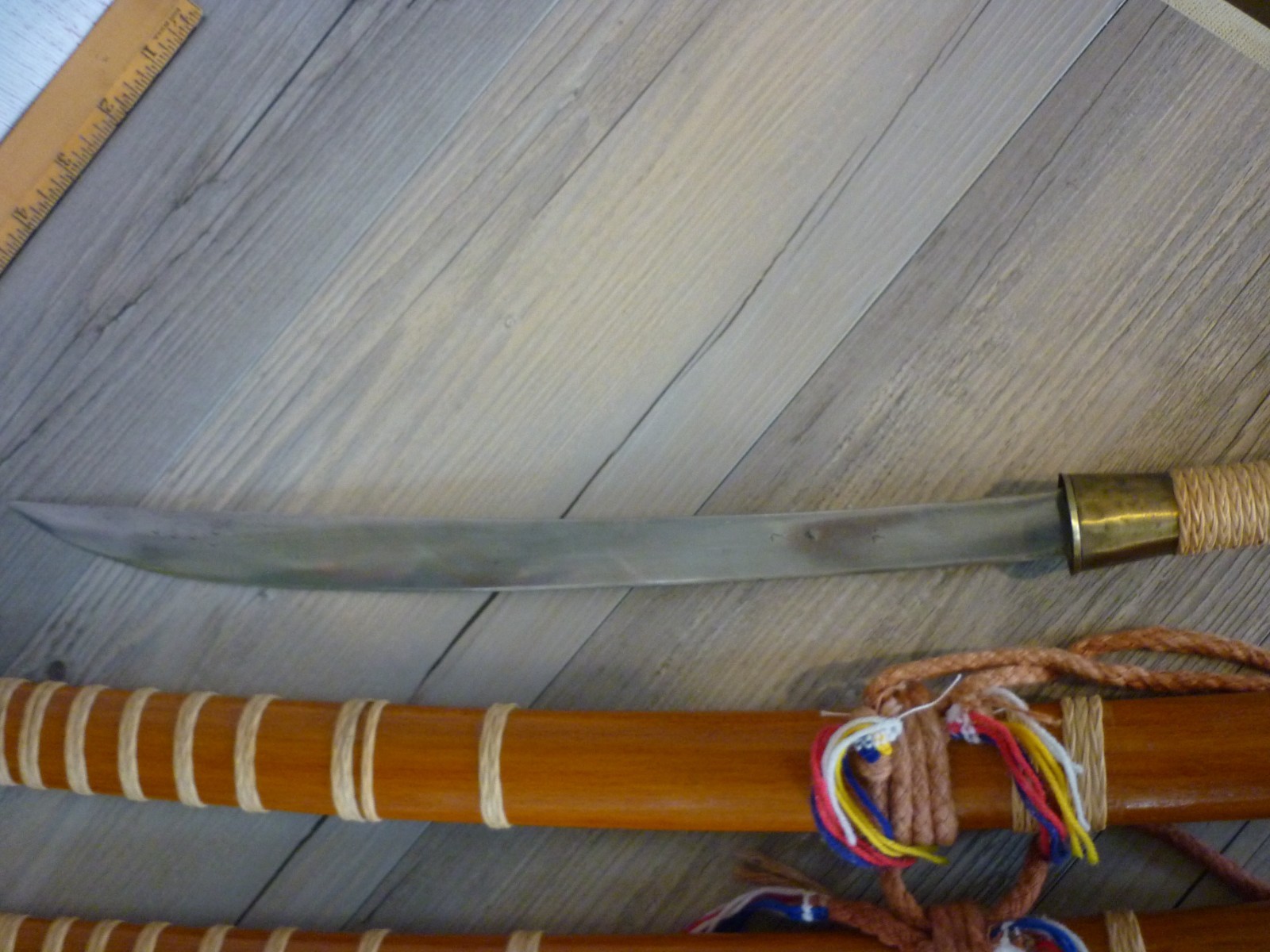 VINTAGE HANDMADE THAILAND SWORDS WITH SCABBARD PAIR DECORATIVE 25″