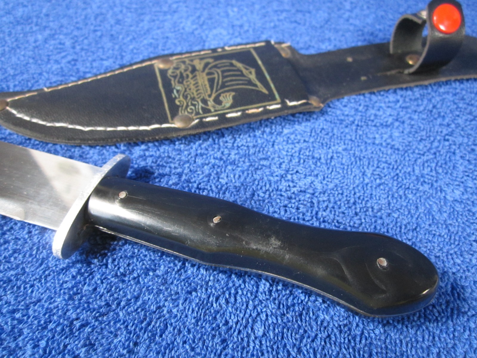 Greek Dagger Replica 8.5 Inch Knife Leather Sheath 1980s Greece Stainless