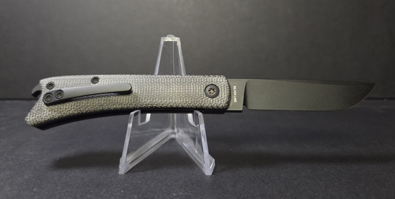 ESNYX KNIFE – SILVERLINE BEER BUSTER Jr. Black MICARTA/ Titanium Front FLIPPER