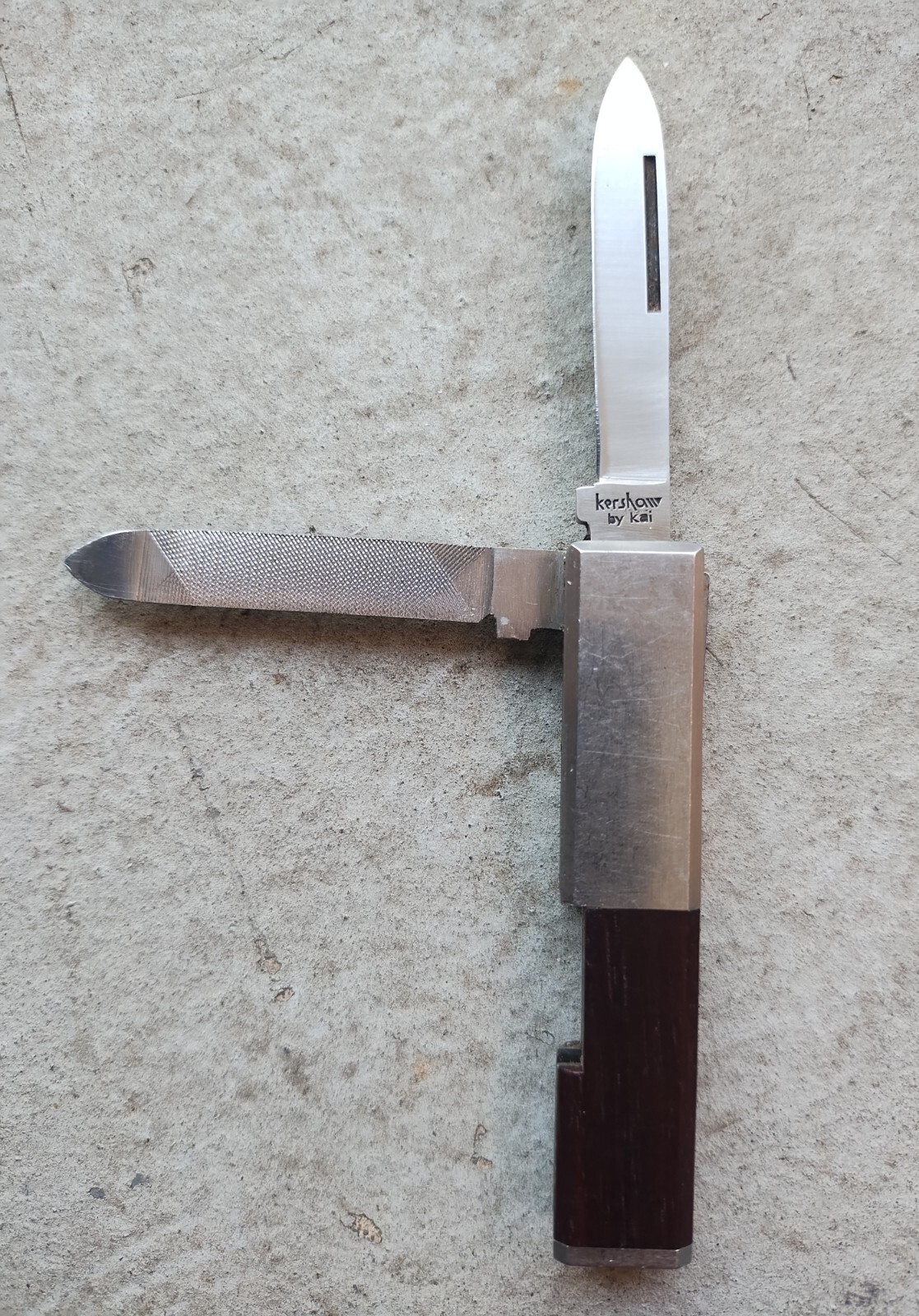 VINTAGE KERSHAW KAI #6100 KNIFE WITH FILE MADE IN JAPAN, 2.75″ CL., EXCELLENT