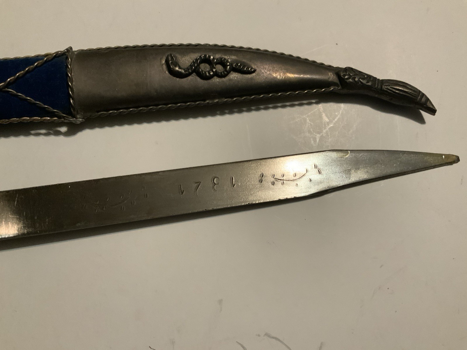 Vintage Greek Dagger Blue Marked 1821 On Blade