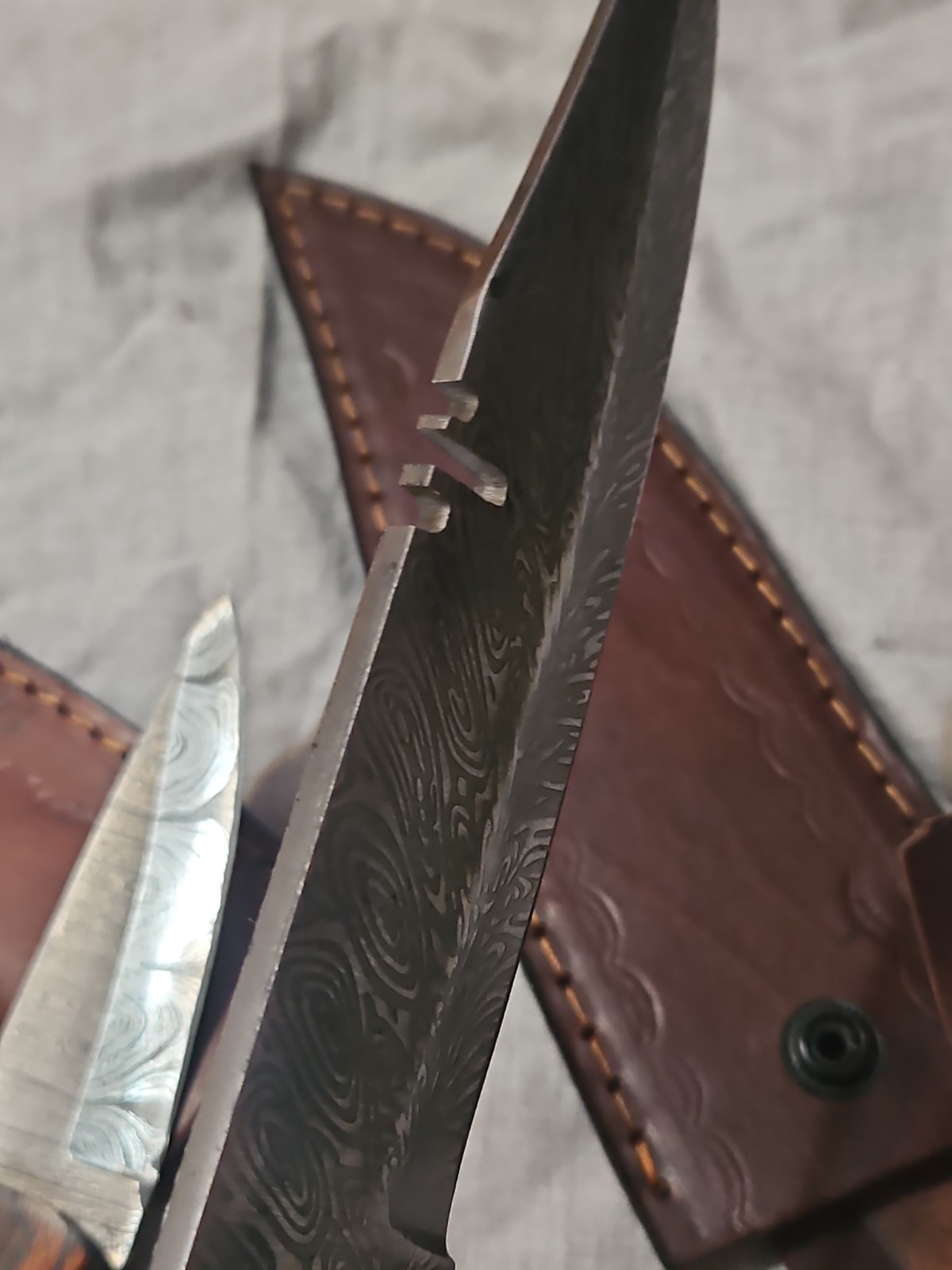 12.5 » Damascus Bowie Knife and 7″ Sidekick Buddy