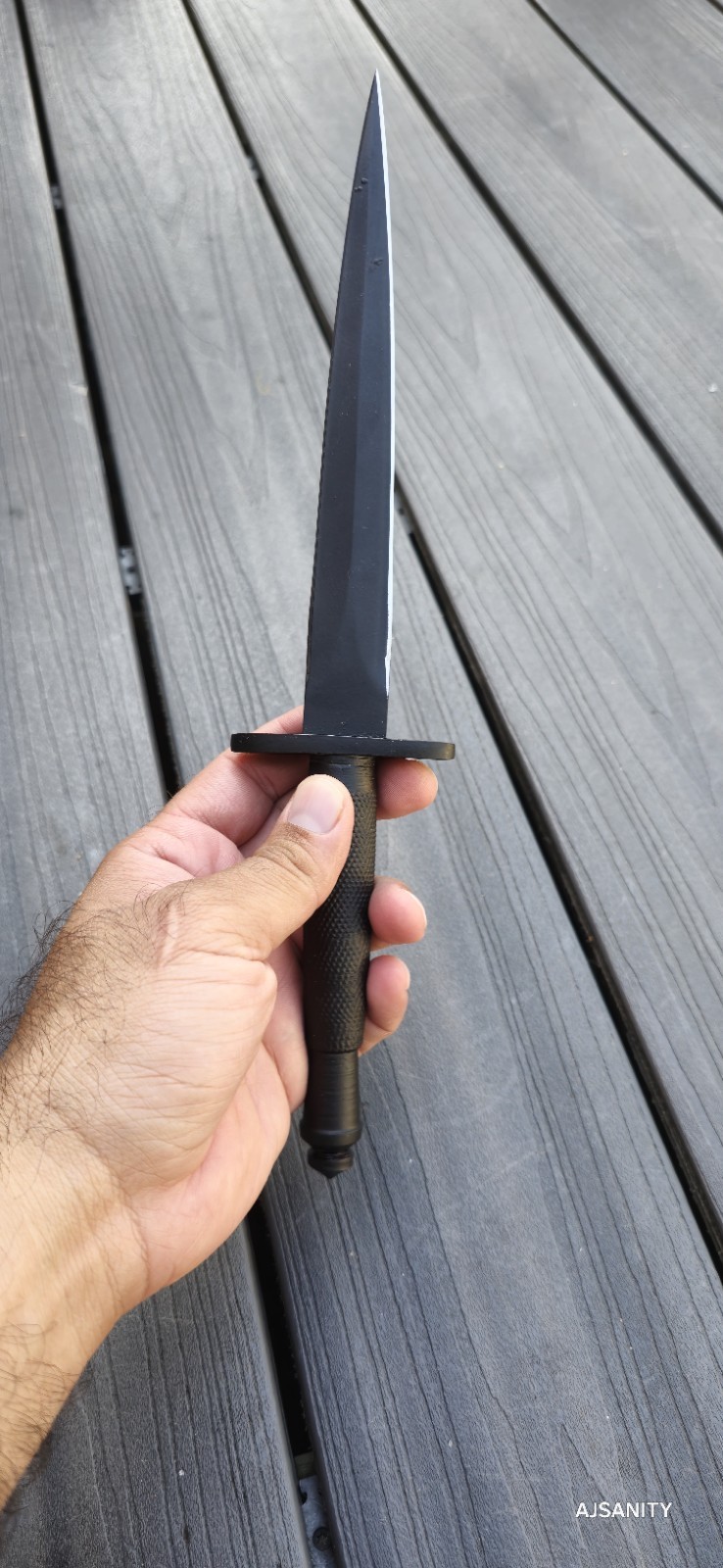 Custom Handmade Fixed Blade Double Edge Knife With Black Leather Sheath