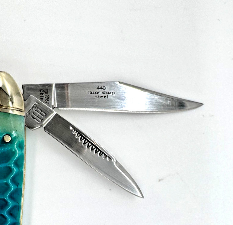 Rough Rider RR2767 Blue Dragon Peanut Knife Blue Jigged Bone 2 Blade NIB + BONUS