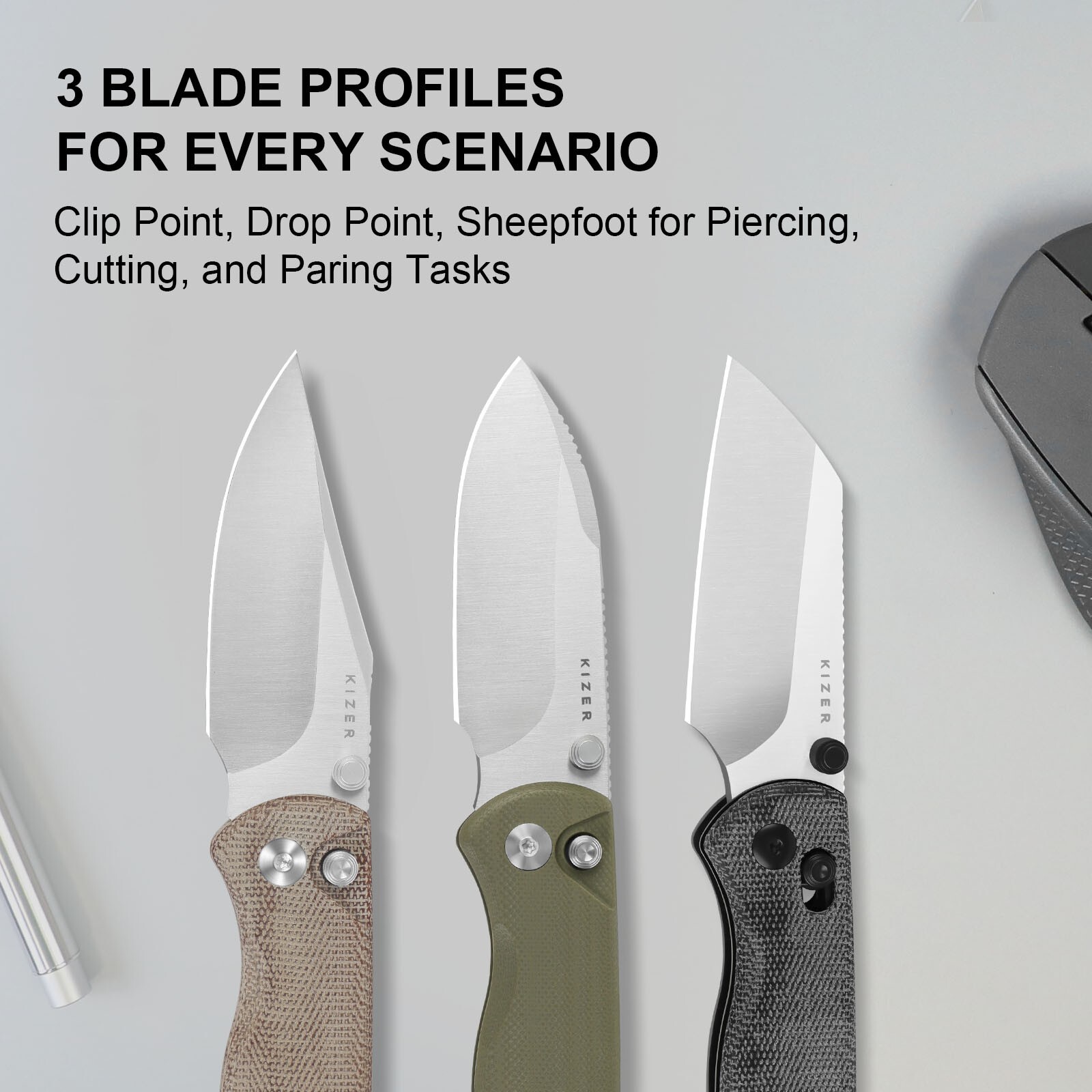 Kizer Drop Bear 2 Folding Pocket Knife Nitro-V Blade Micarta Handle V3619.2CC1
