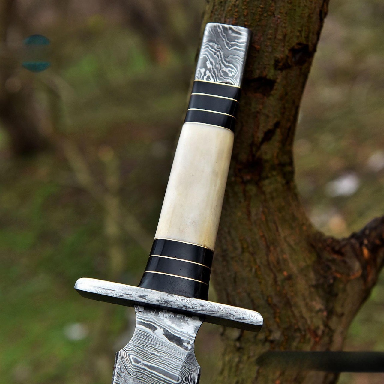 Hand Forged Damascus Steel Battle Ready Viking Sword With Sheath, Medieval Style