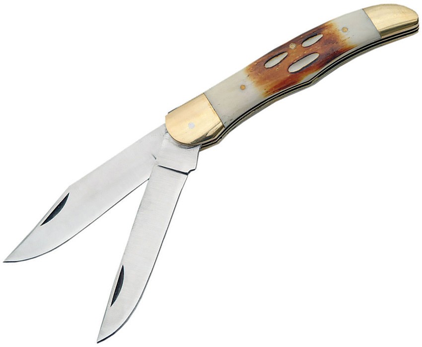 Pakistan Copperhead Hunter Bone Handle Stainless Clip Point Knife 7915