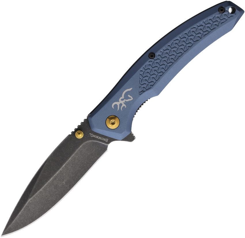 Browning Linerlock Folding Knife 3.5″ 7Cr17MoV Steel Blade Blue Aluminum Handle