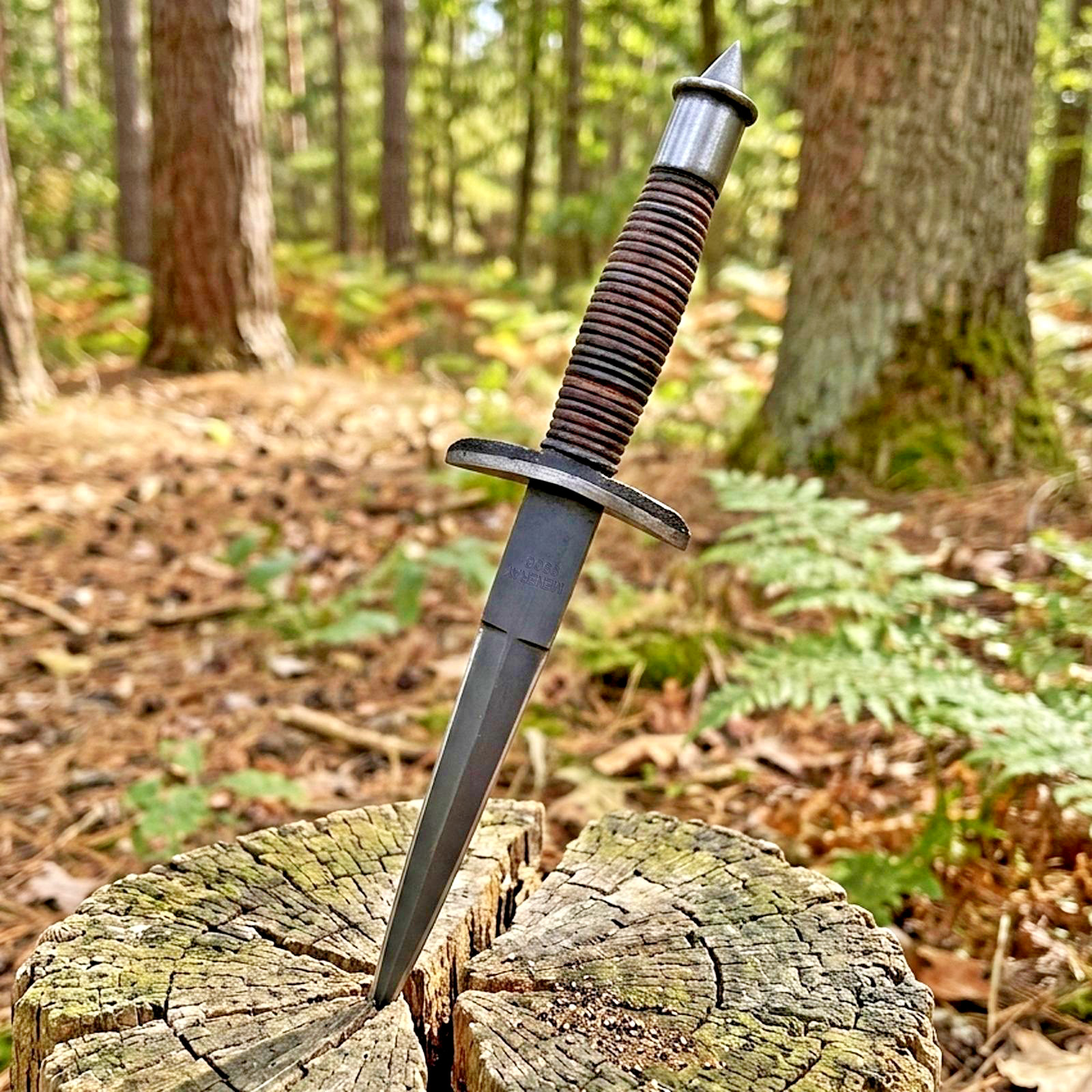 Vintage CASE V-42 Dagger US Special Forces WWII Double Edge Knife Leather Handle