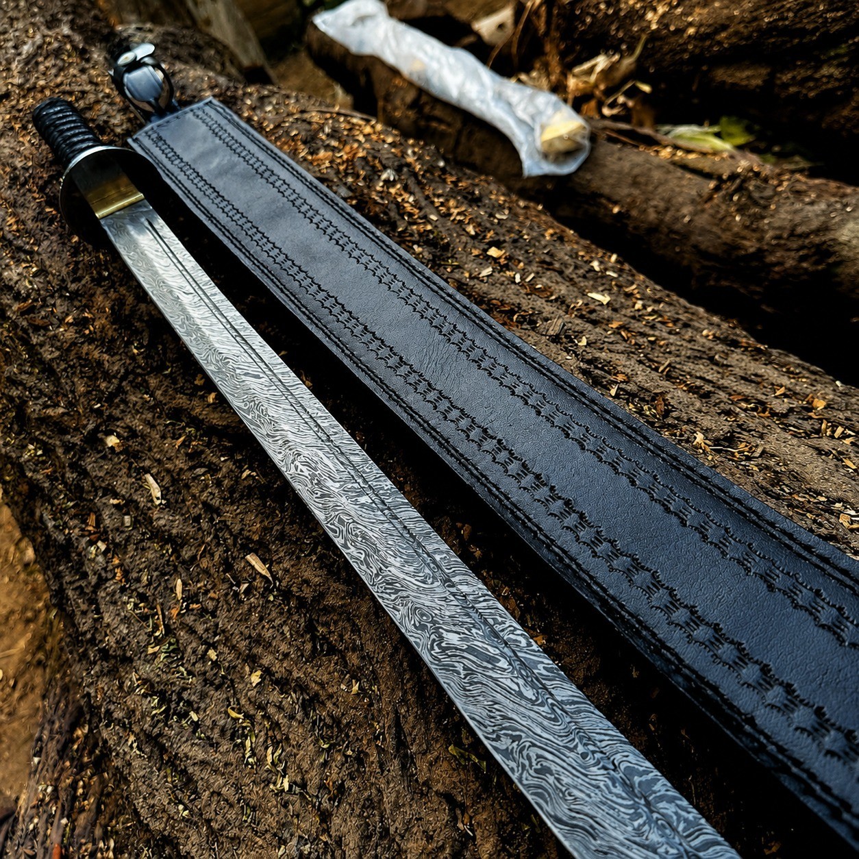 HANDMADE JAPANESE SAMURAI KATANA SWORD DAMASCUS FOLDED STEEL SHARP FULL TANG