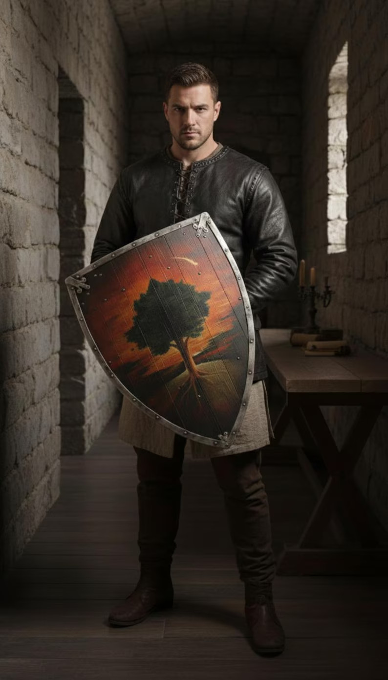 Ser Duncan The Tall Shield | Hedge Knight Tree & Star Prop | 28×18 Inch Medieval