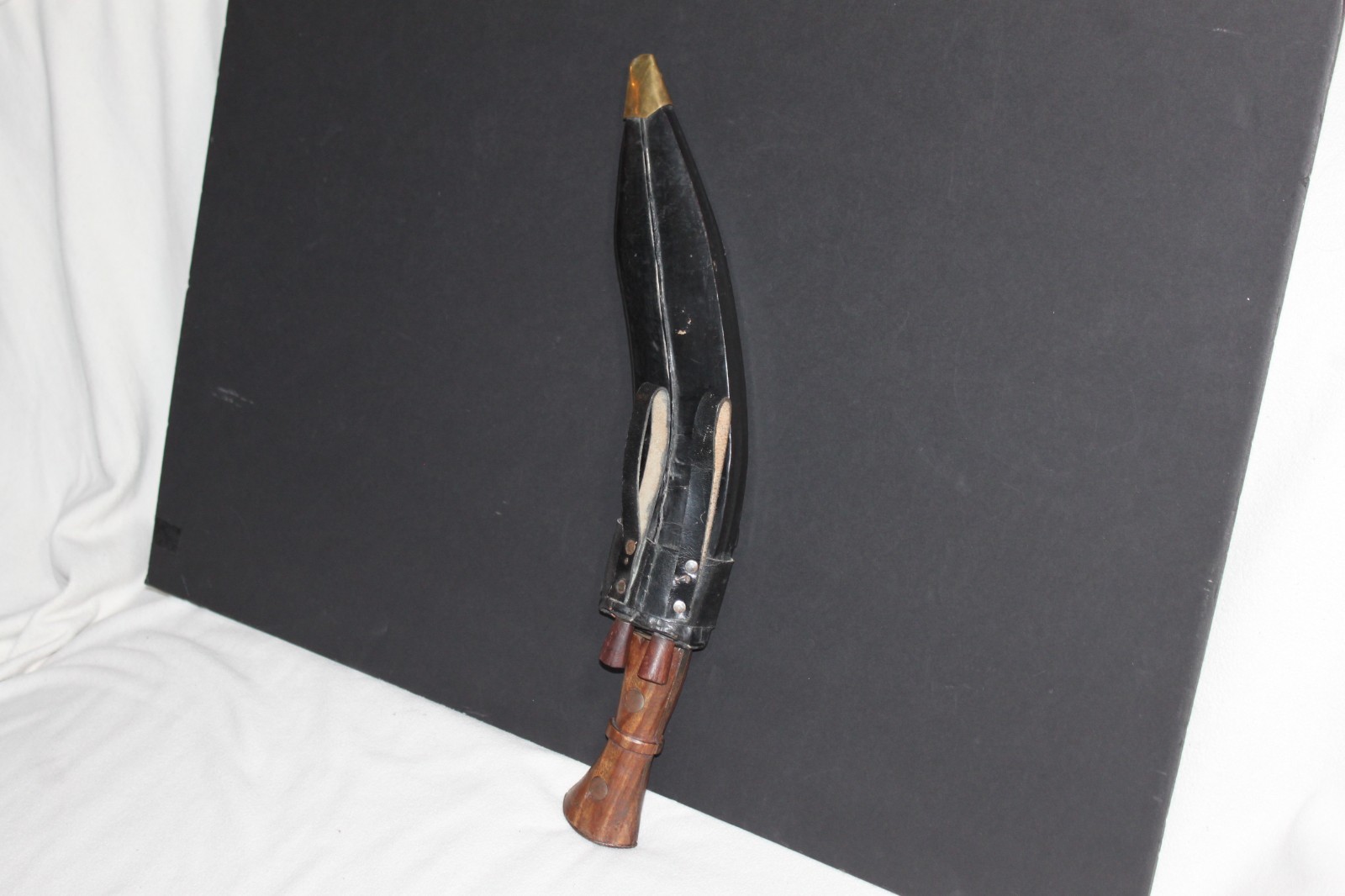 Vintage India Kukri Knife w/ Sheath & 2 Small Knives Full Tang Nepalese Gurkha