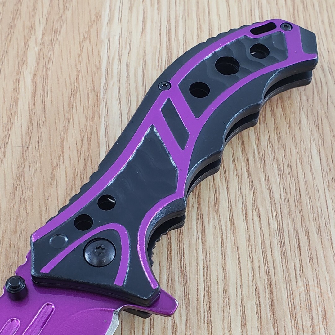 MTech Assisted Folding Knife 3.63″ Purple Stainless Steel Blade Aluminum Handle