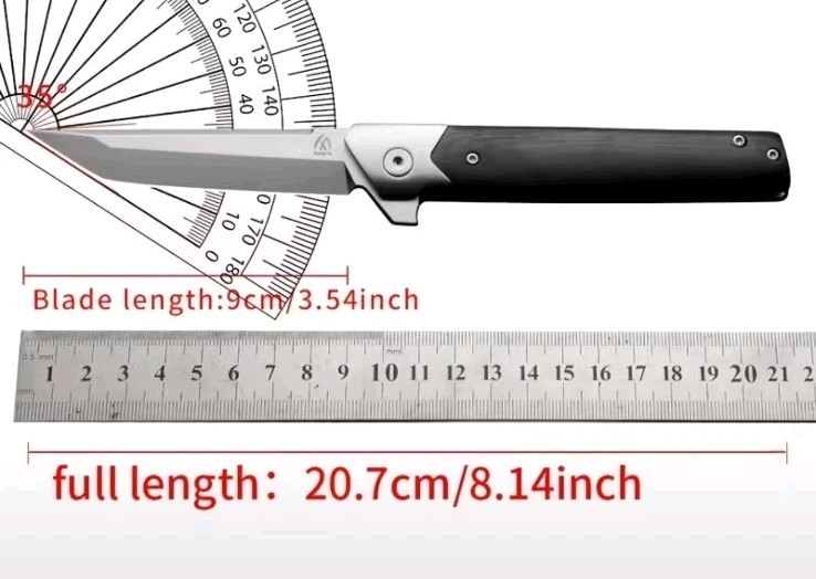 Huang Fu 8.1″ Tanto Folder Knife 14C28N Blade, G10 Handle With Steel Pivot Guard