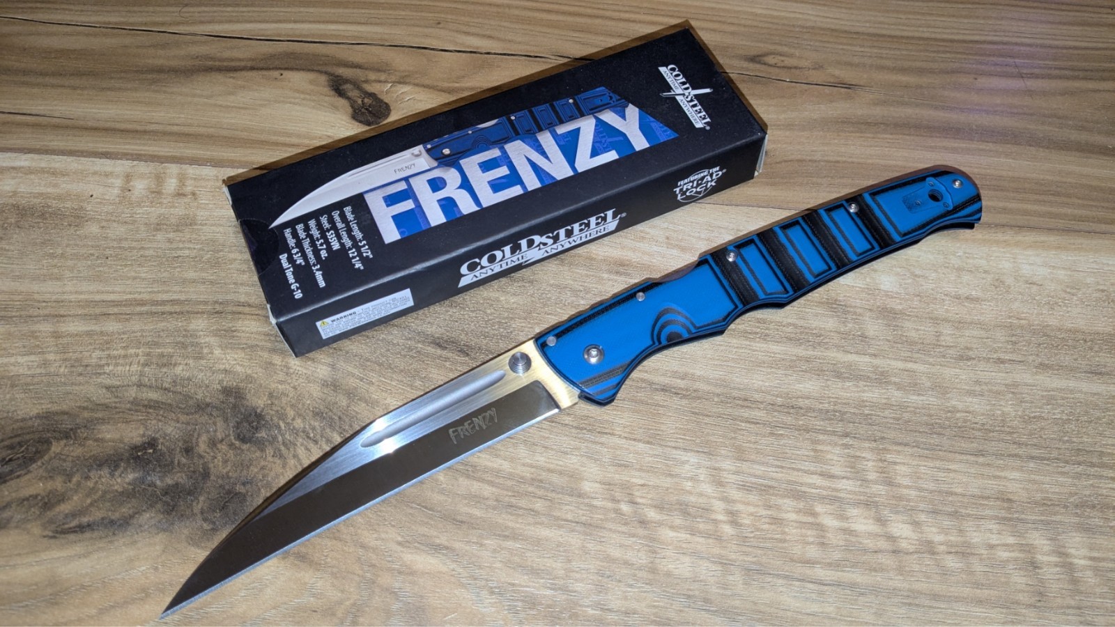 Cold Steel Frenzy II 2 62P2A CPM-S35VN Blue Black G10 Tri-Ad Lock Folding Knife