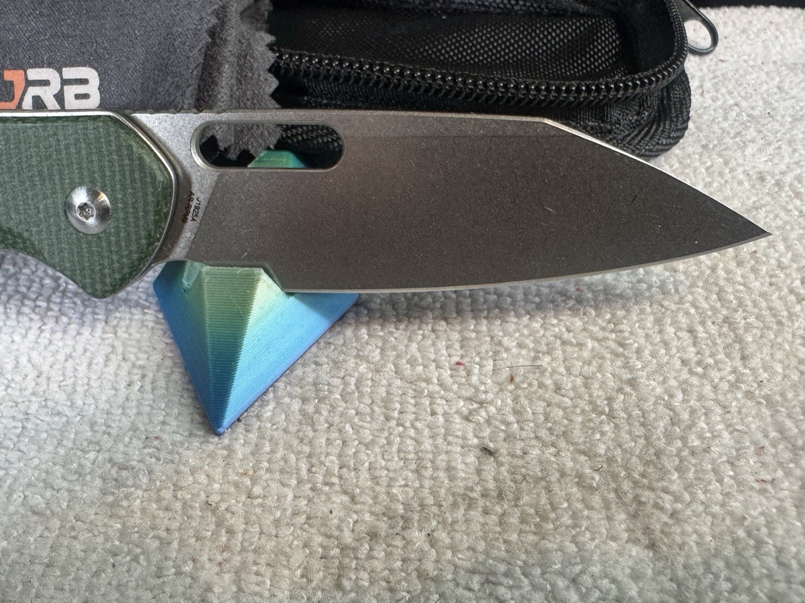 CJRB Pyrite Alt Green G10 Drop Point Plain Edge Manual Liner Lock Pocketknife