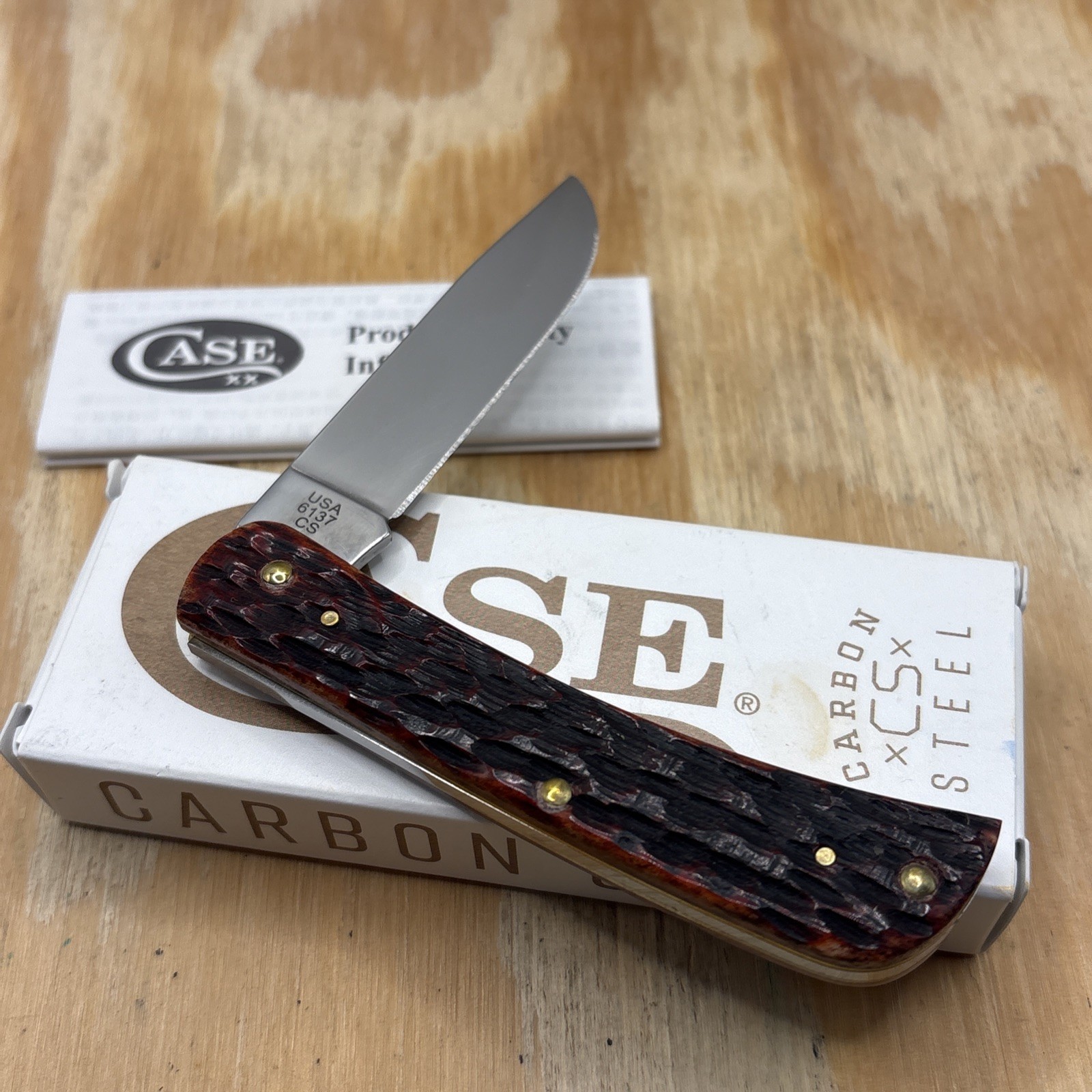 Case XX 2023 6137 Mahogany Bone Sod Buster Jr Knife New In Box