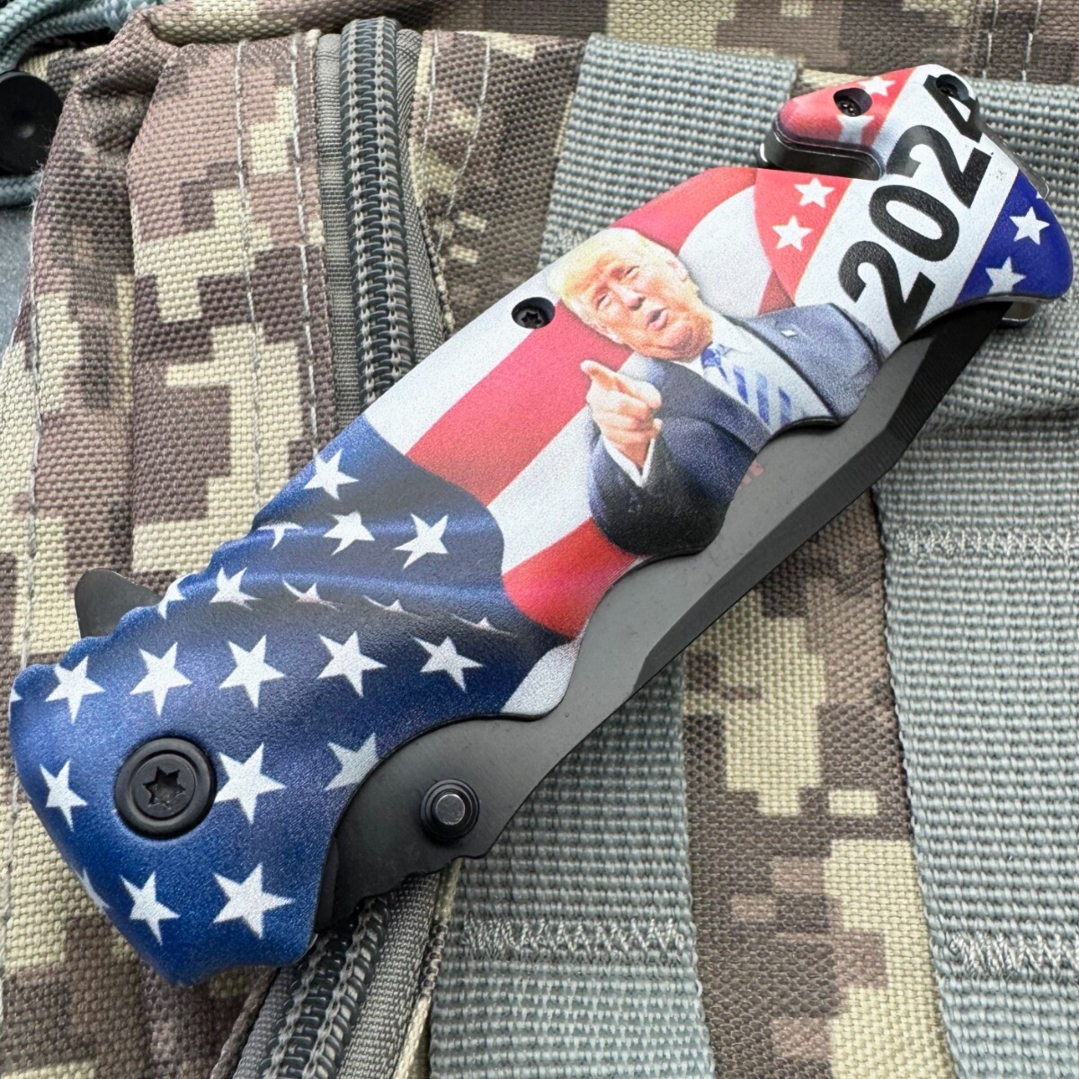 8.5″ Trump I’ll Be Back 2024 MAGA Spring Assisted Open Folding Pocket Knife NEW