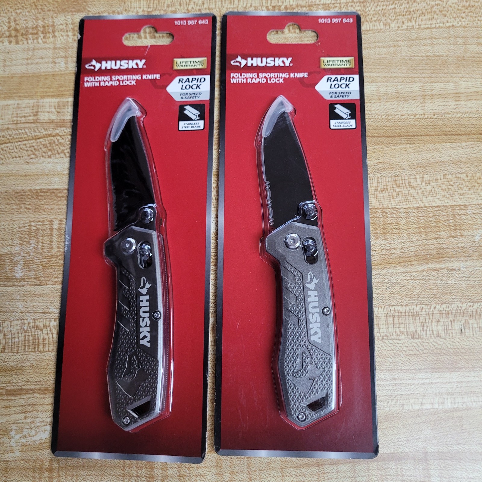 New 2PK HUSKY Rapid Lock Folding Sporting Pocket Knife