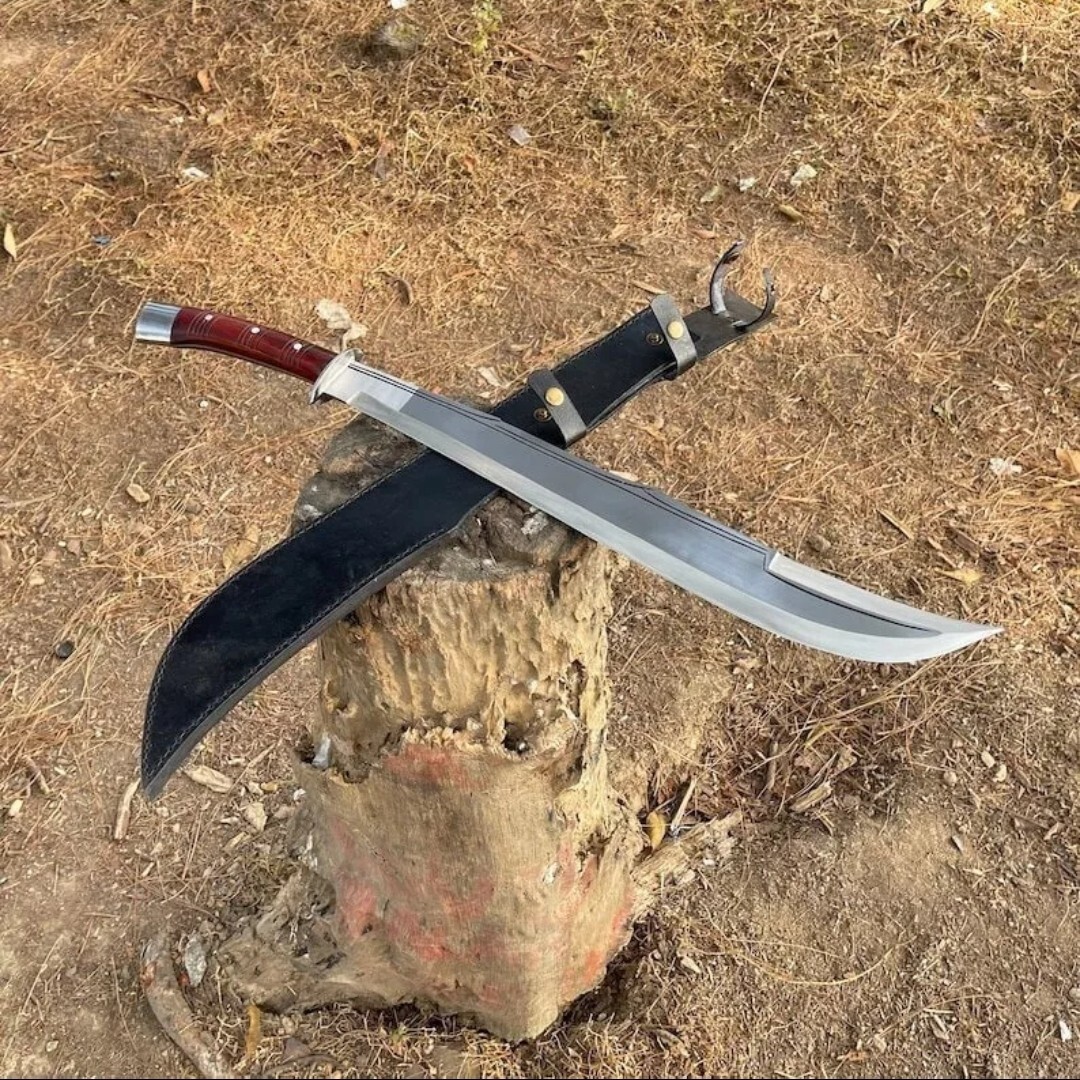 Custom Handmade Carbon Steel Blade Tactical Machete Sword|Hunting Sword Camping