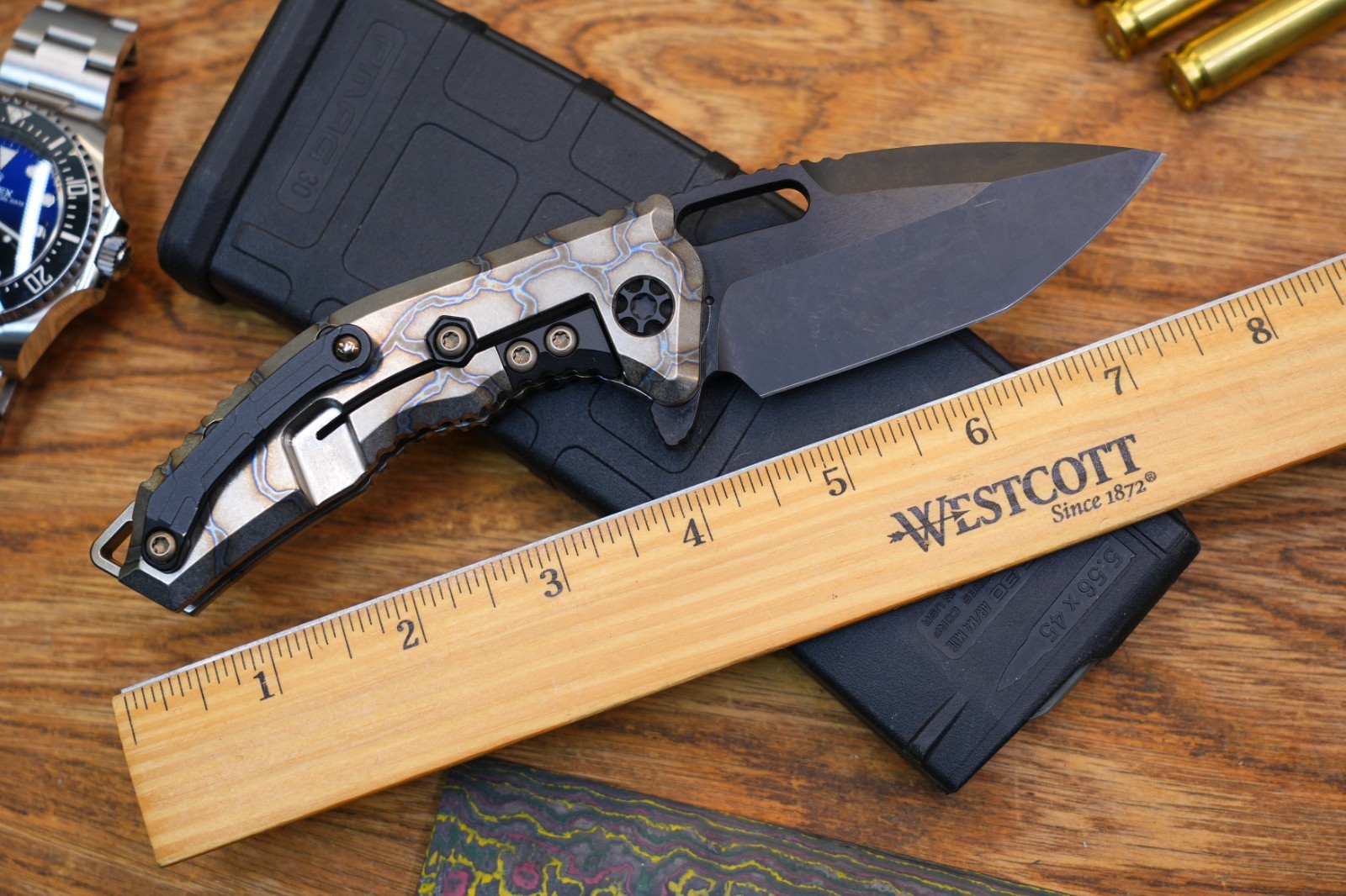 Heretic Knives Medusa V3 Manual Flipper MagnaCut DLC Titanium Handle S/N 00199