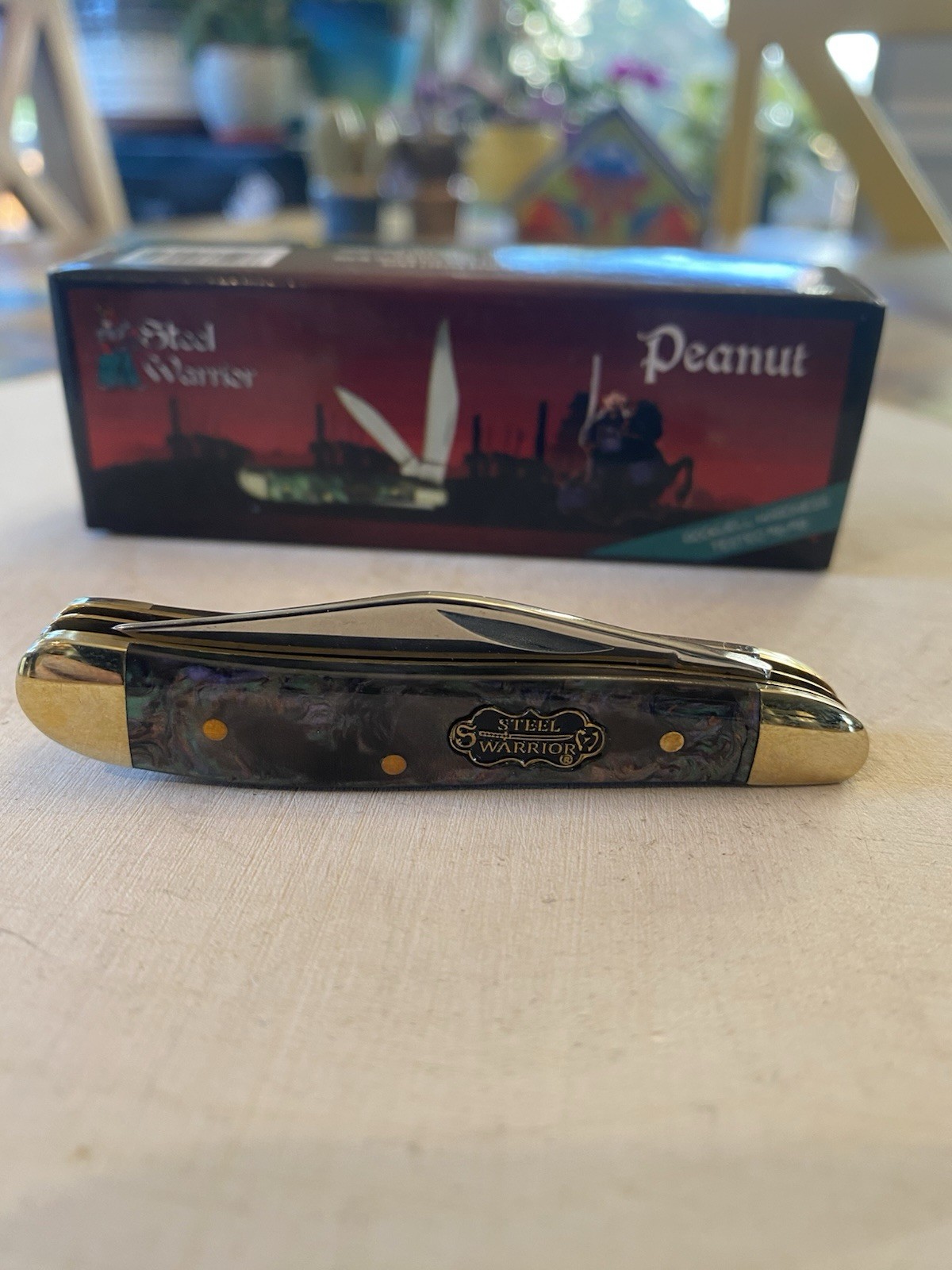 Steel Warrior Peanut Knife Synthetic Abalone SS Blades SW-107SYAB