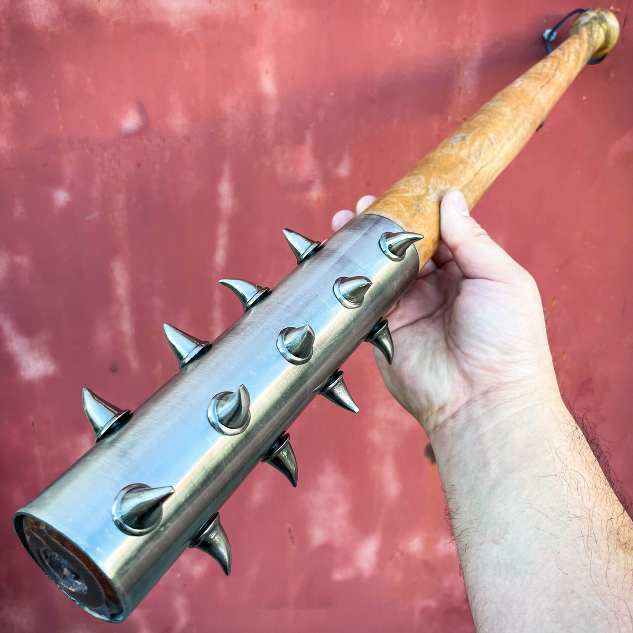 Medieval 30″ Mace Wicked Spiked Wood Club SOLID Middle Ages Bat Knight LARP Silv