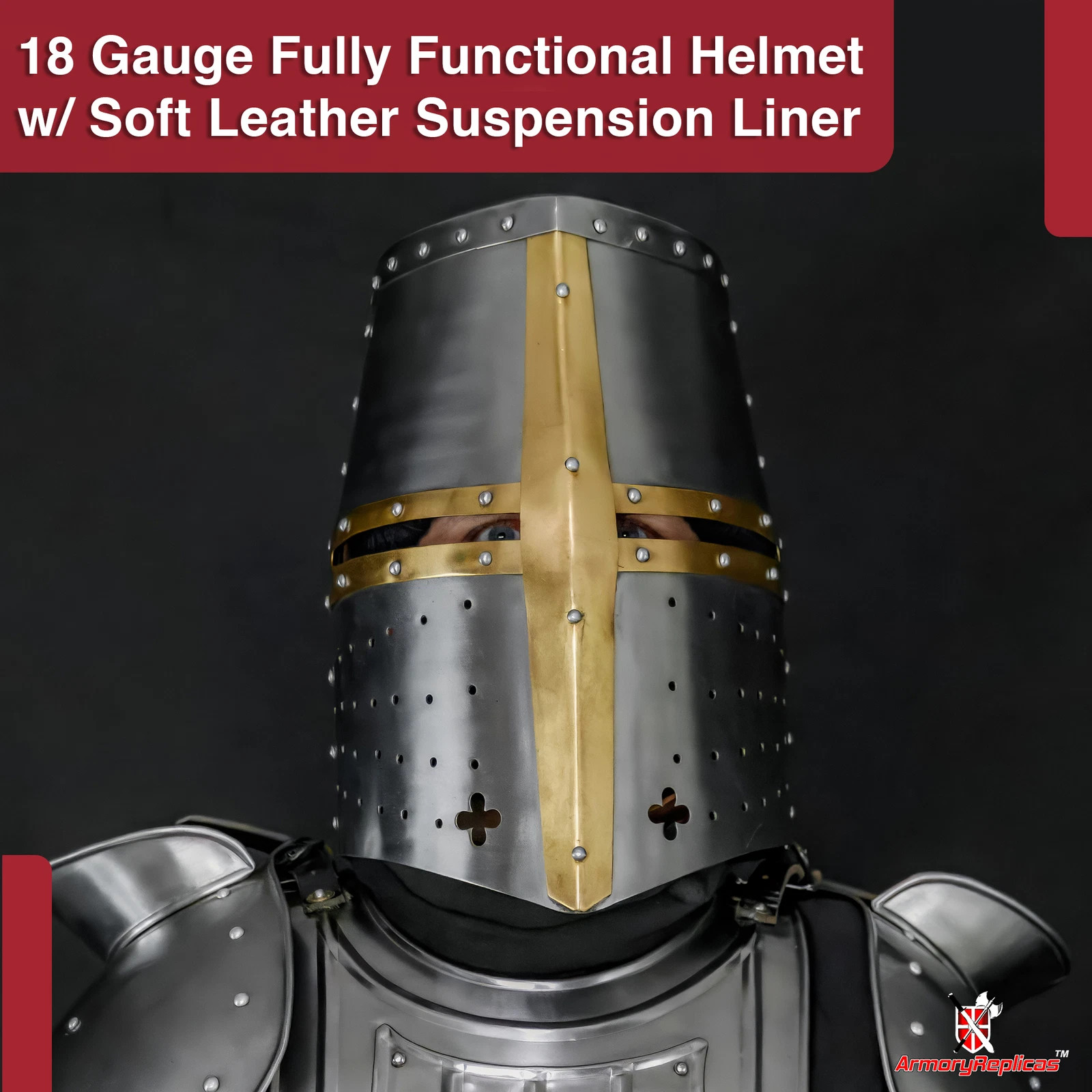 Medieval Great Bucket Helm Knights 20G Steel Templar Crusader Helmet 13 In