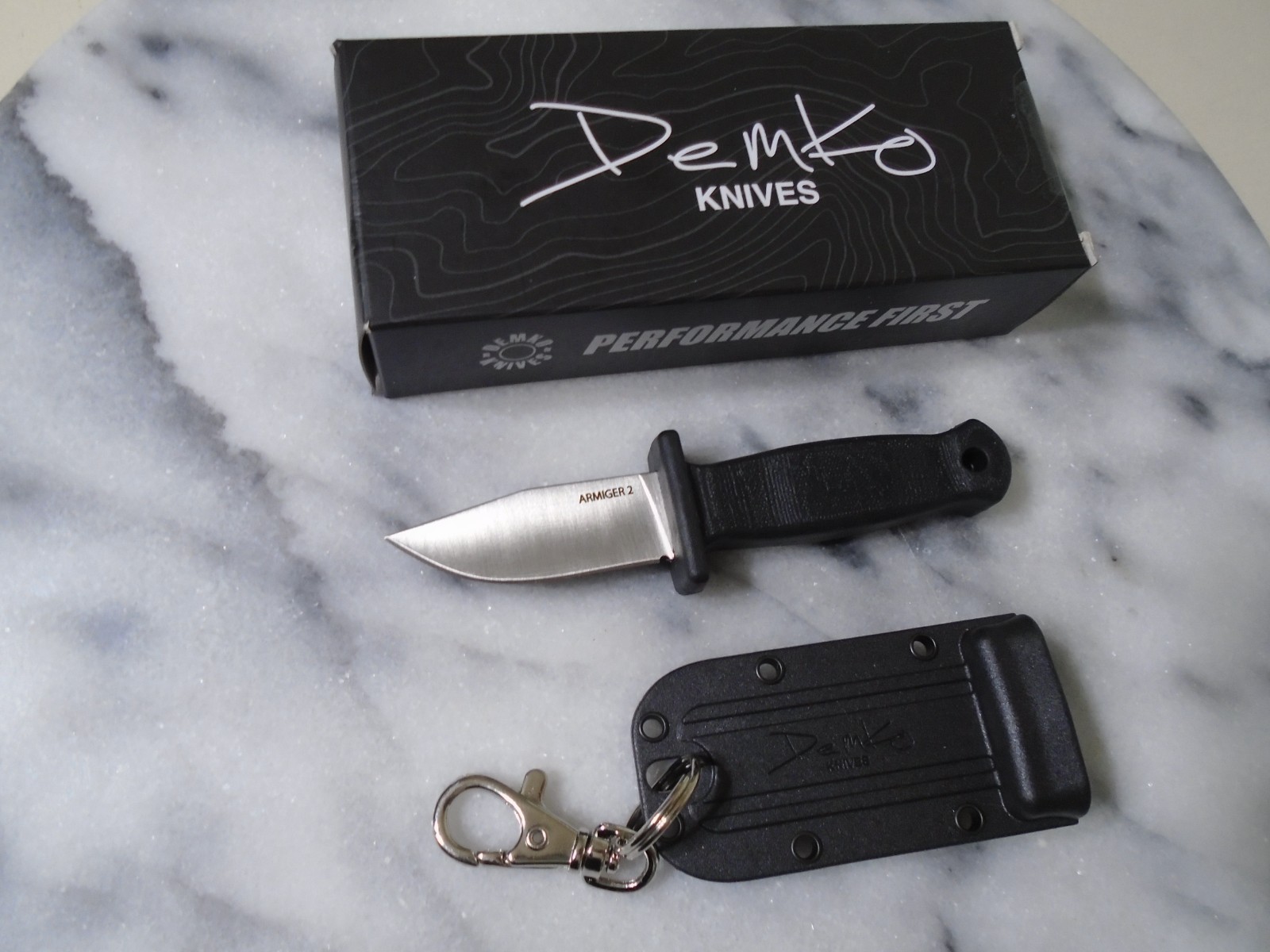 Demko Armiger 2 Mini Clip Point Fixed Blade Knife Covert DEM09648 4034SS Sticker