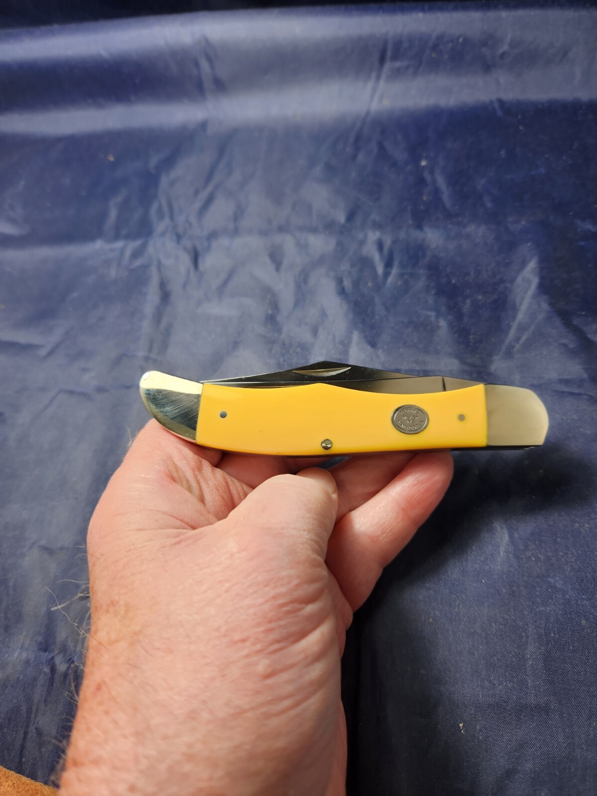 Moore Maker USA 3239FH Folding Hunter Knife Yellow Delrin Handles NEW