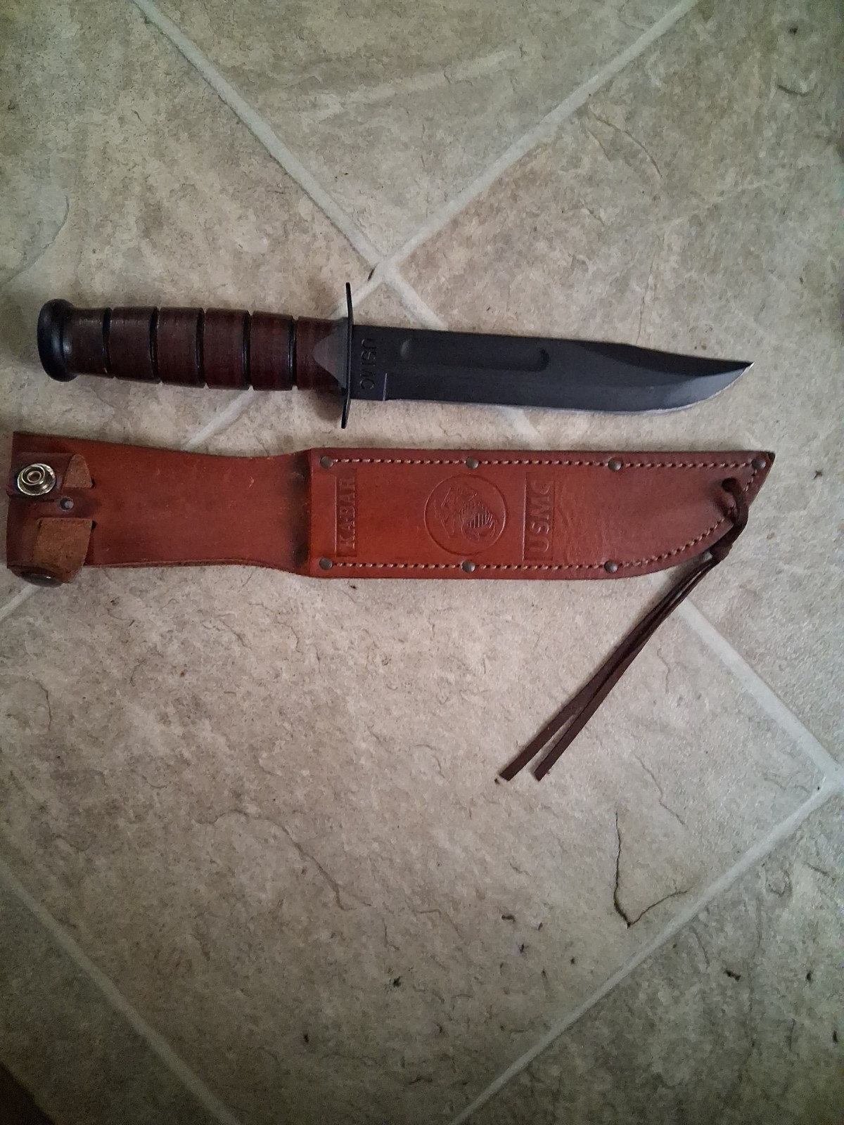 Vintage Ka-Bar USMC Fighting Knife 02-1217 w/ Box & Paperwork Olean NY Combat