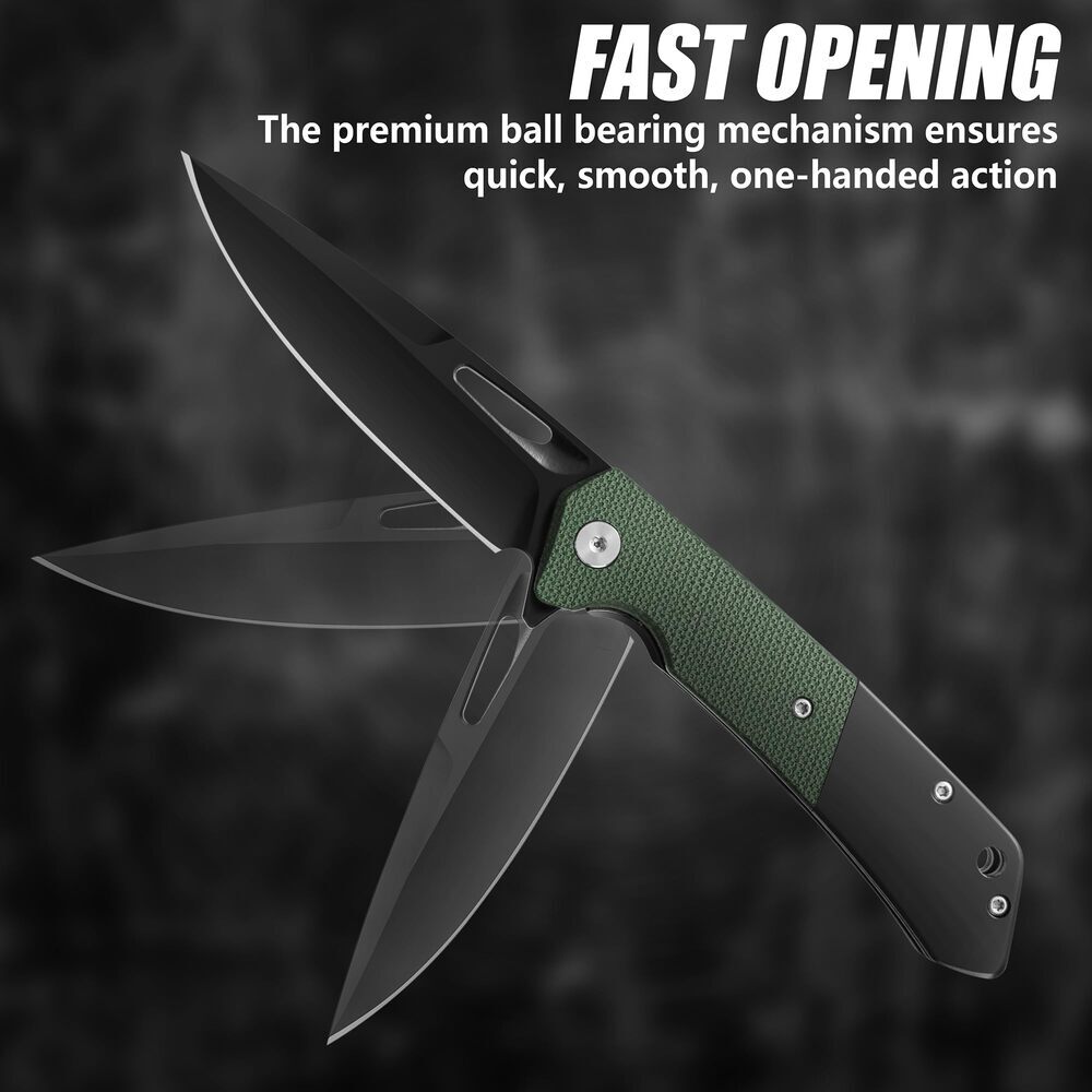 FLISSA Folding Pocket Knife SANDVIK 14C28N Blade Knife with Micarta-Steel Handle
