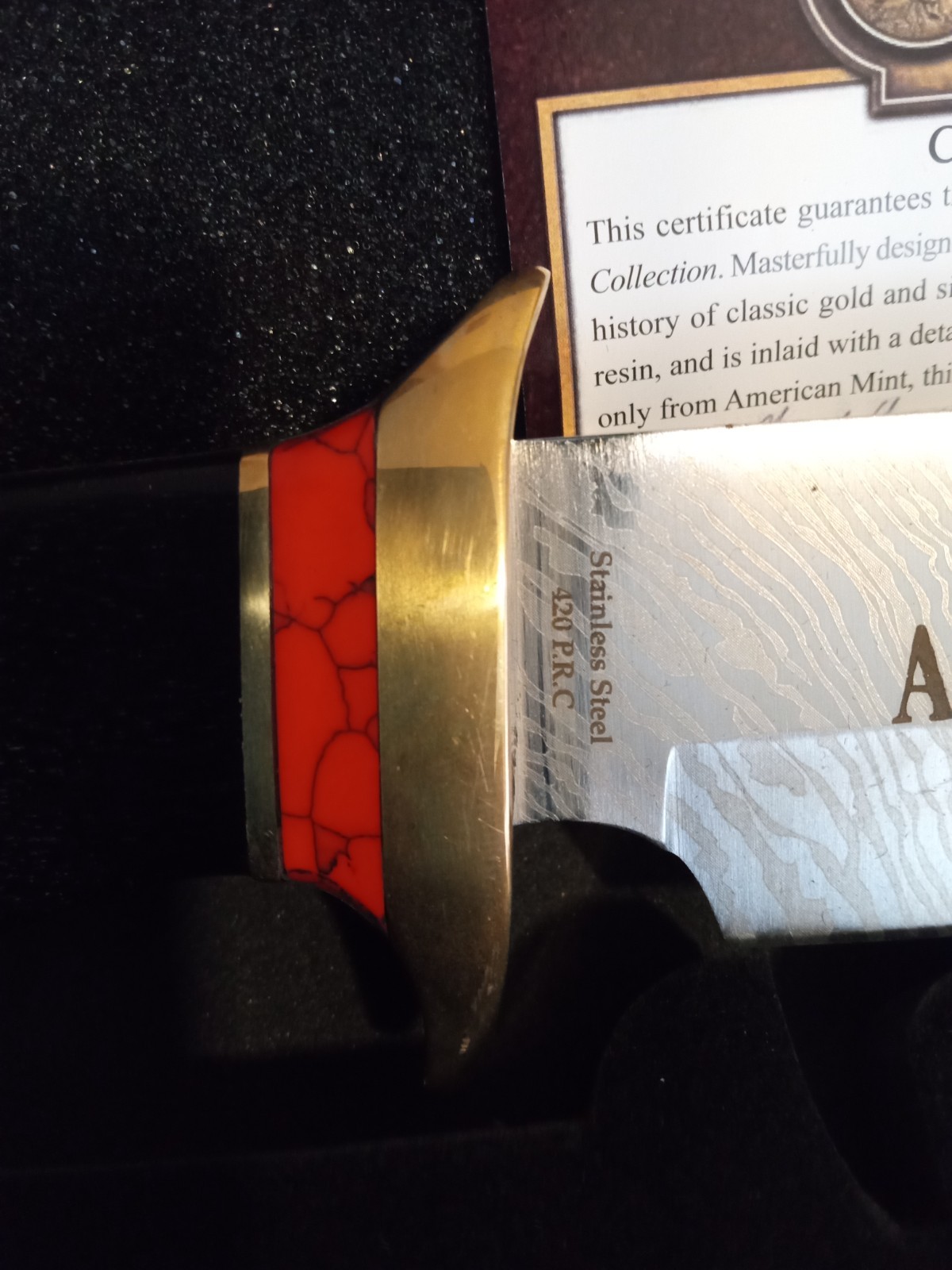 American West Gold and Silver Coin Bowie Knife Collection 7″ Blade Knife & Box