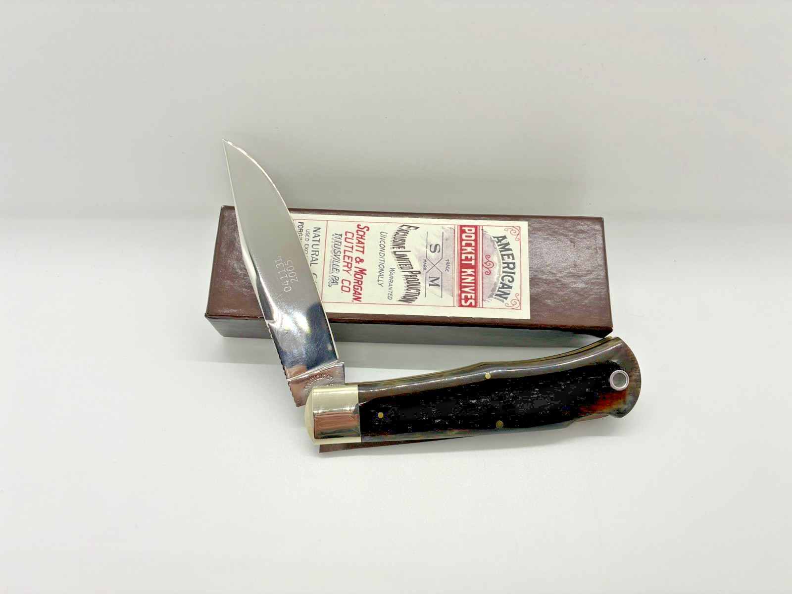 SCHATT & MORGAN 04113L MOUNTAIN MAN LOCKBACK 2005 SMOOTH BONE 1 of 100