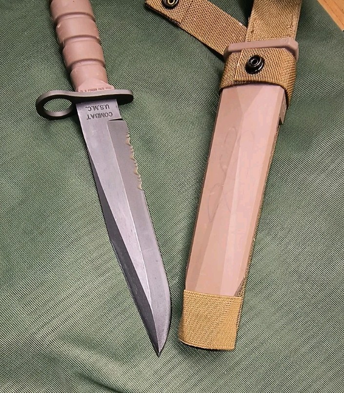 Vintage OKC3S OKC-3S Knife USMC Marine Corps Bayont Ontario Knife Co & Scabbard