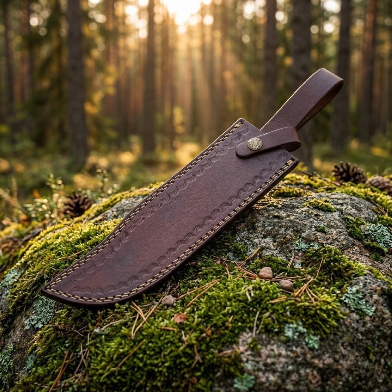 Handmade Brown Leather Replacement Sheath Scabbard 11 Inch Fixed Blade Knife US