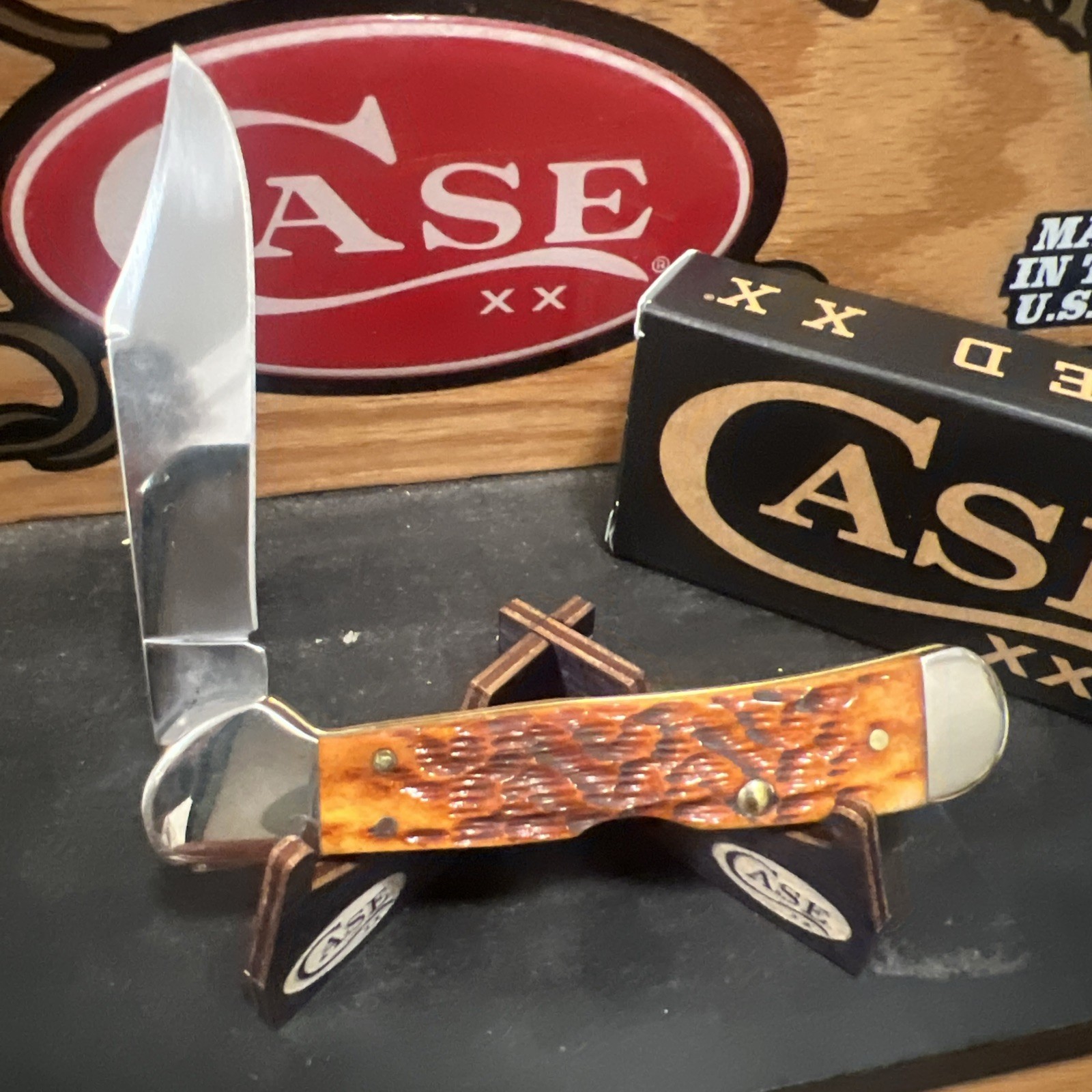 Case XX 2024 Mini Copperlock Harvest Orange Peach Seed Jig Lock-back Gorgeous!