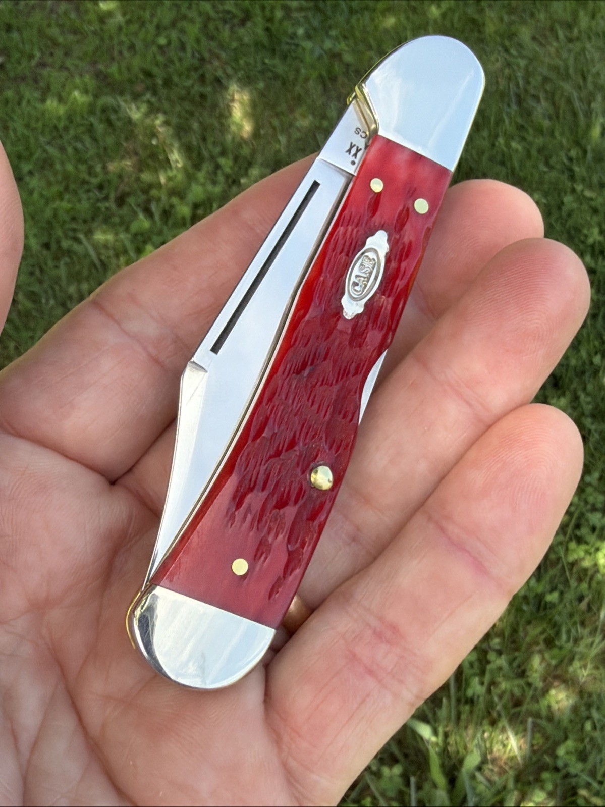 Case XX 2026 Dark Red Peach Seed Jig Bone 61549L CS Copperlock Knife