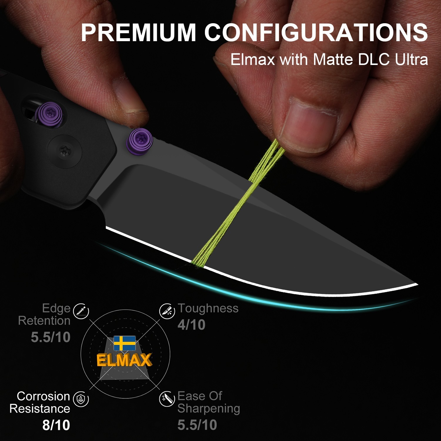 Kizer Militaw 315 Folding Pocket Knife Elmax Blade Aluminum & FatCarbon Handle