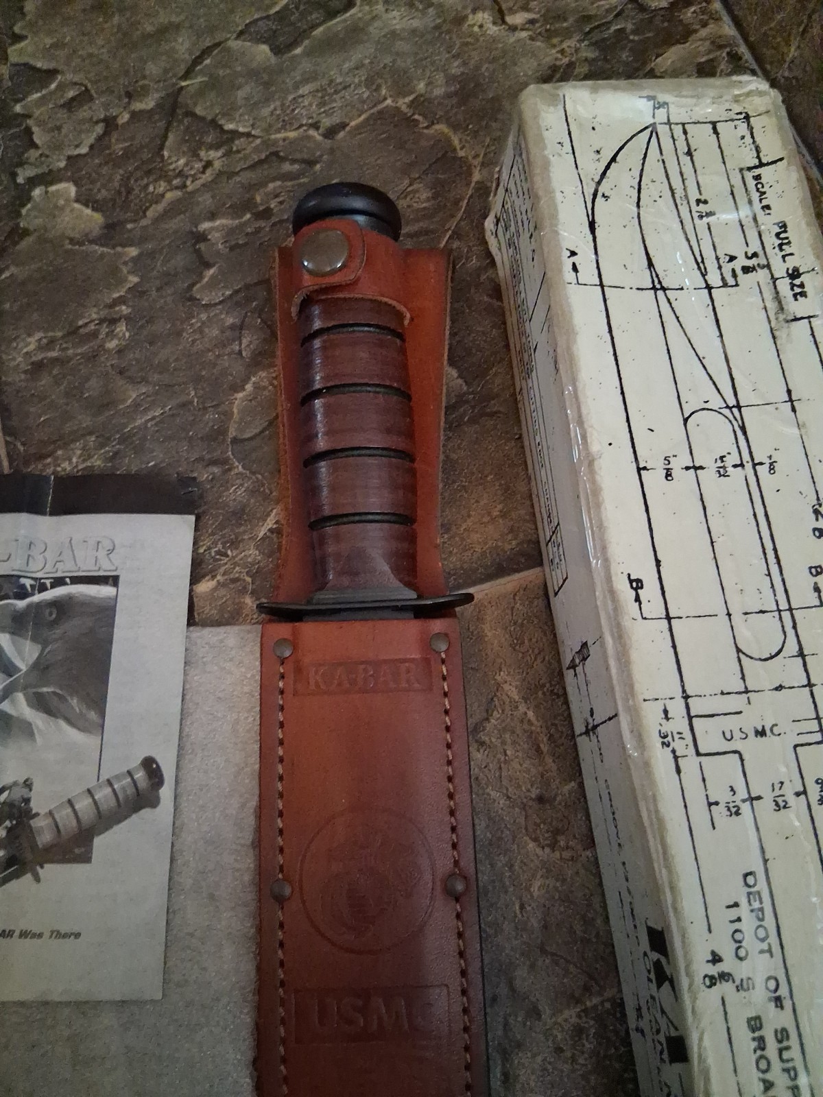 Vintage Ka-Bar USMC Fighting Knife 02-1217 w/ Box & Paperwork Olean NY Combat