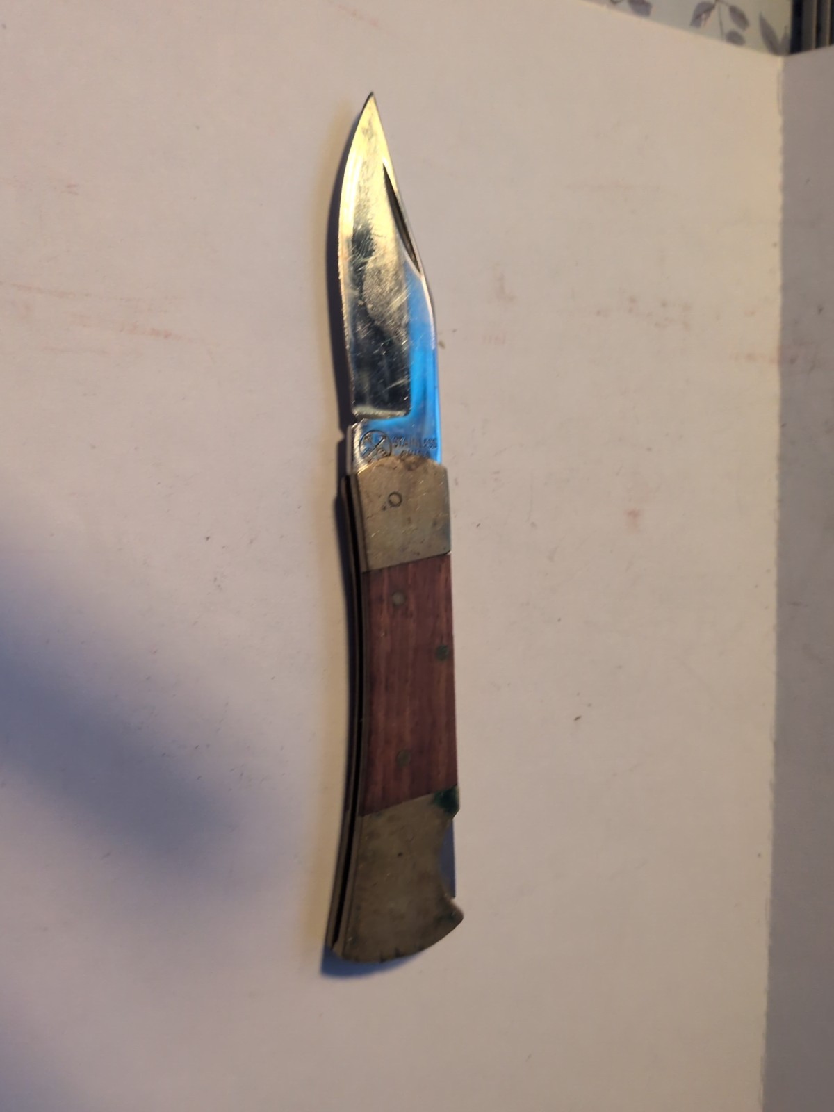 Vintage Mini Brass And Wood Stainless Steel Pocket Knife (3 )
